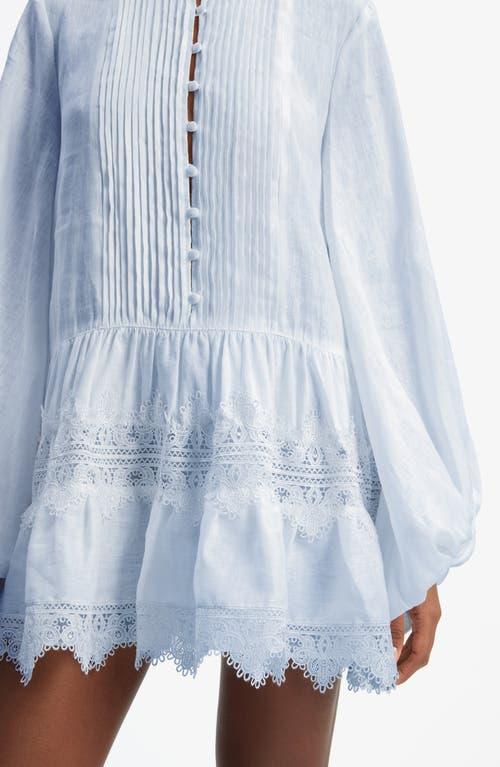 chinese dress ladies Bardot Remy Lace Mini Dress in Blue – TrenLend main image 1