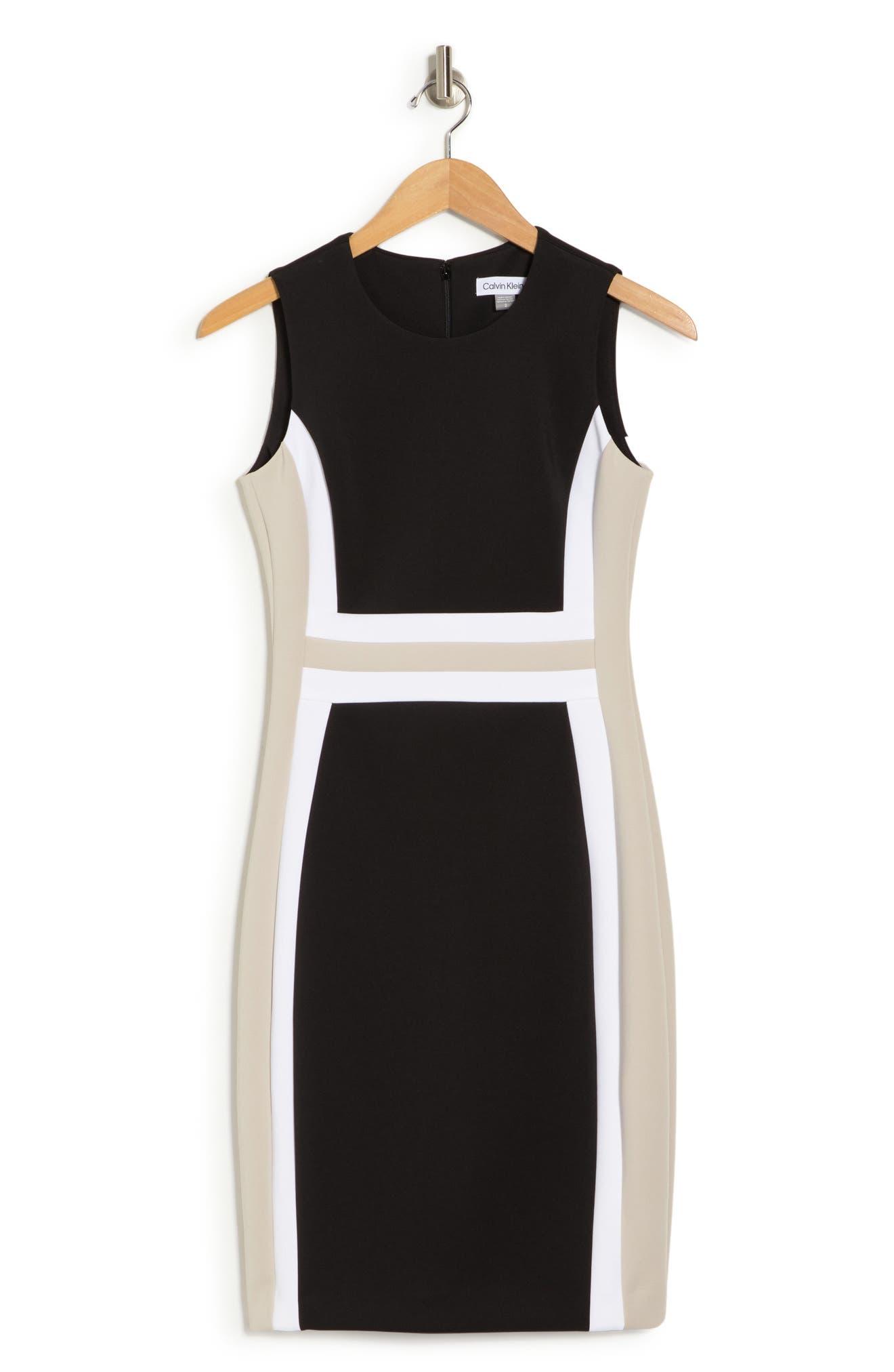 Calvin klein colorblock sleeveless sheath outlet dress
