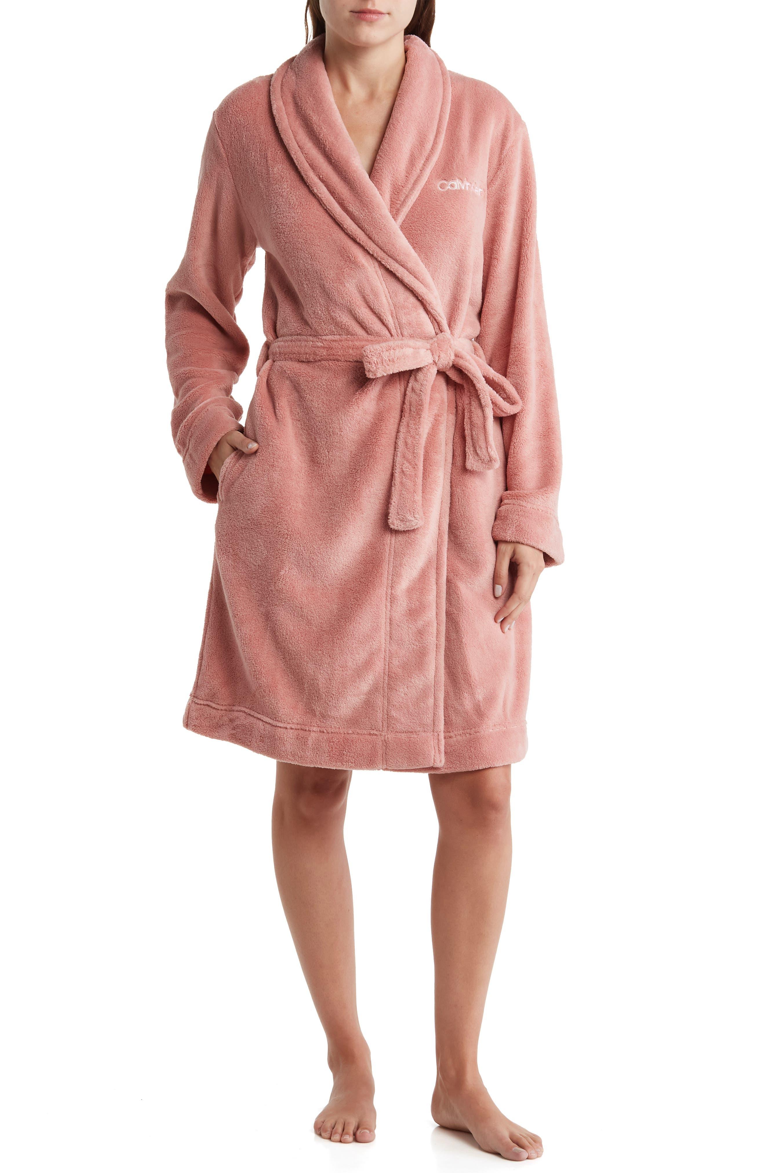 Calvin Klein Plush Robe in Pink | Lyst