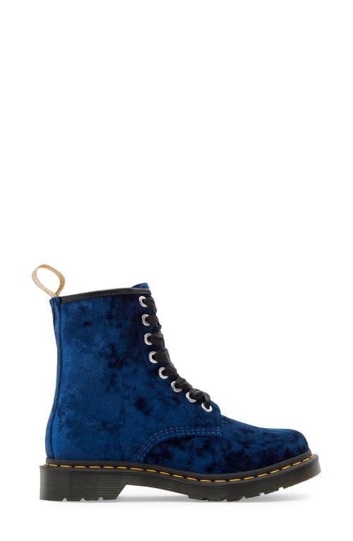 Blue velvet combat boots outlet