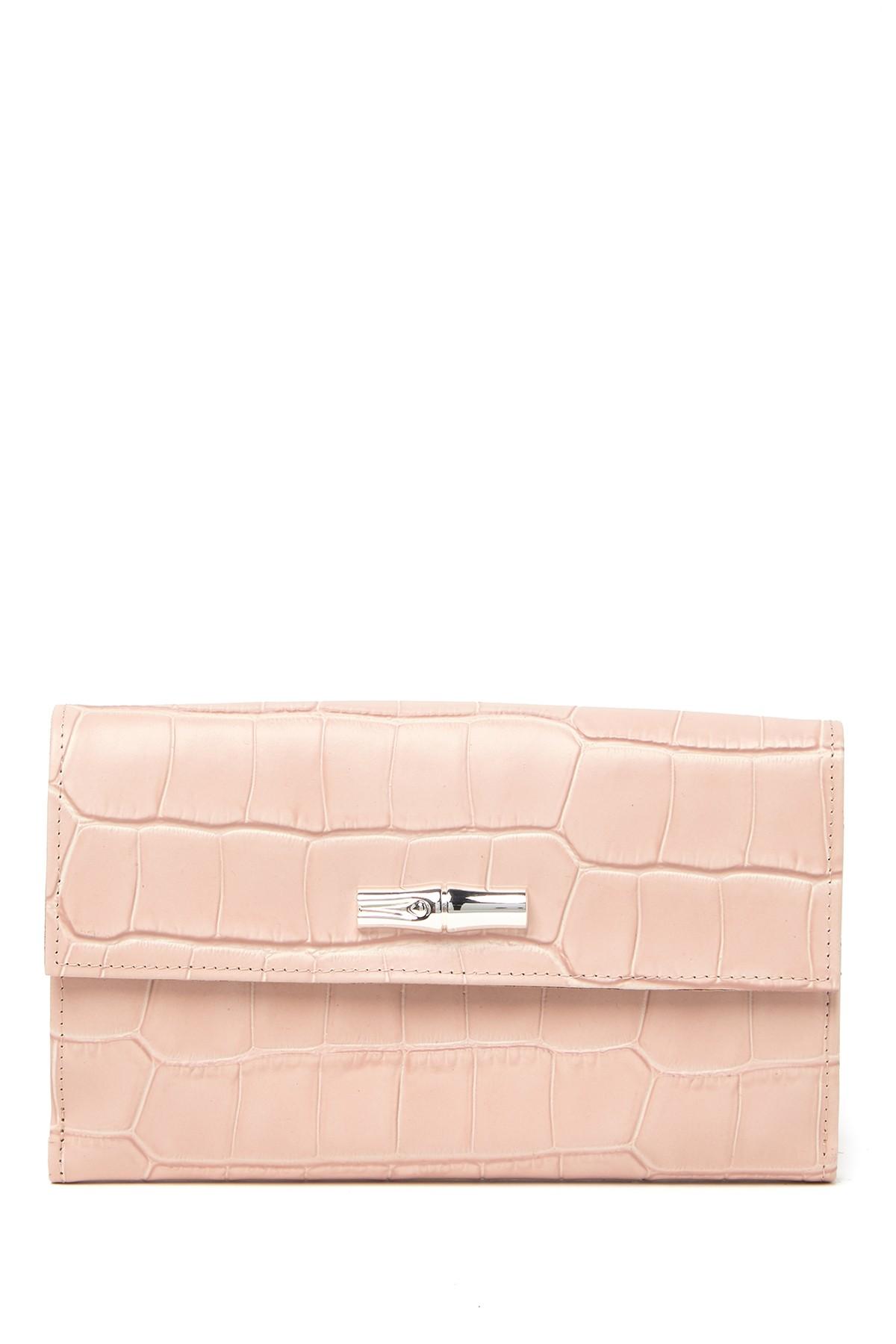 Longchamp Roseau Croc Embossed Leather Continental Wallet Lyst