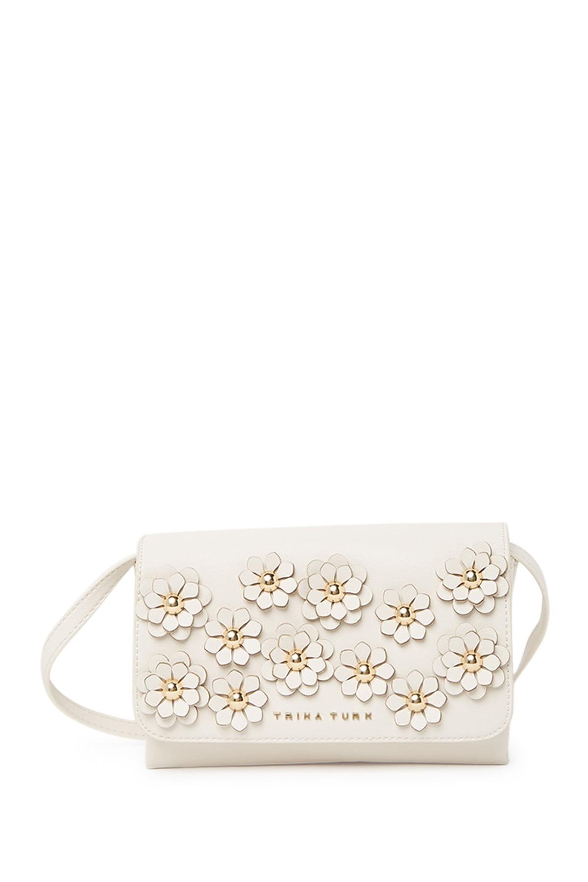 Trina Turk Flower Applique Crossbody Bag in White | Lyst