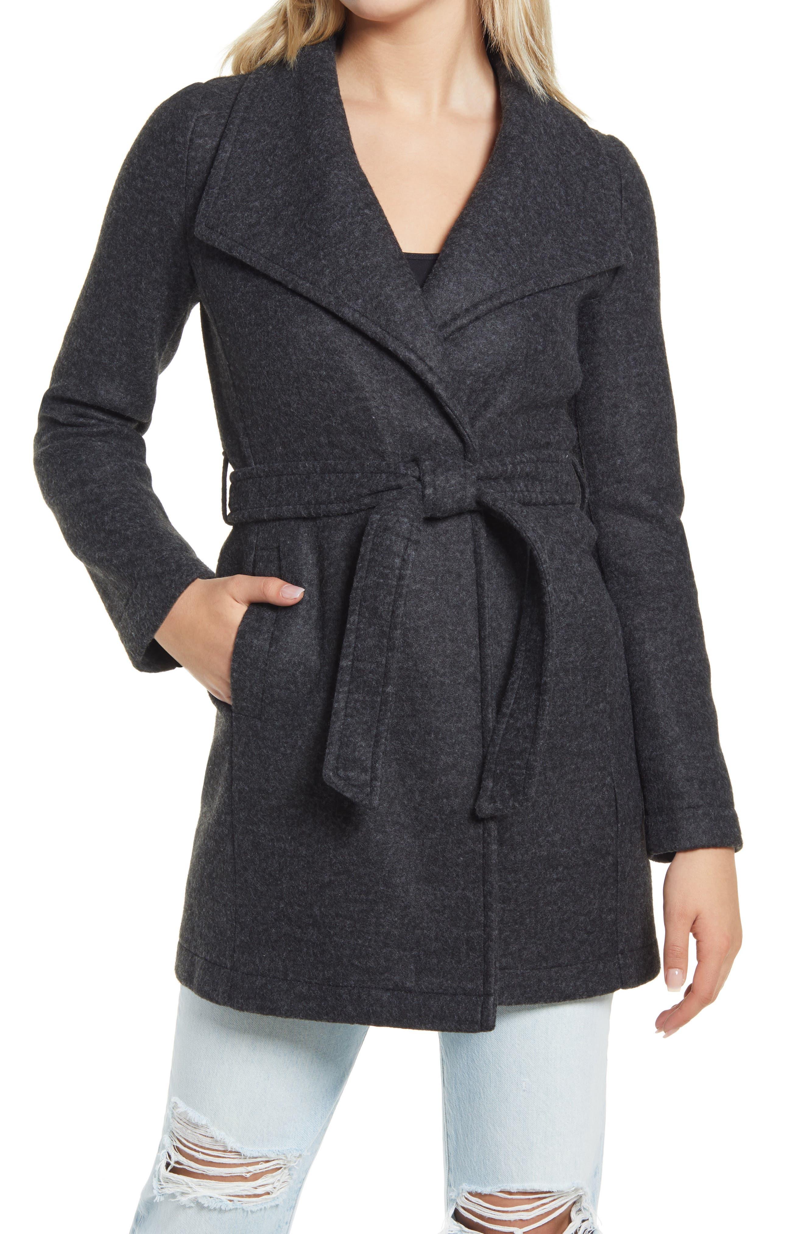 Vero Moda Brushed Tie Waist Jacket in Black | Lyst