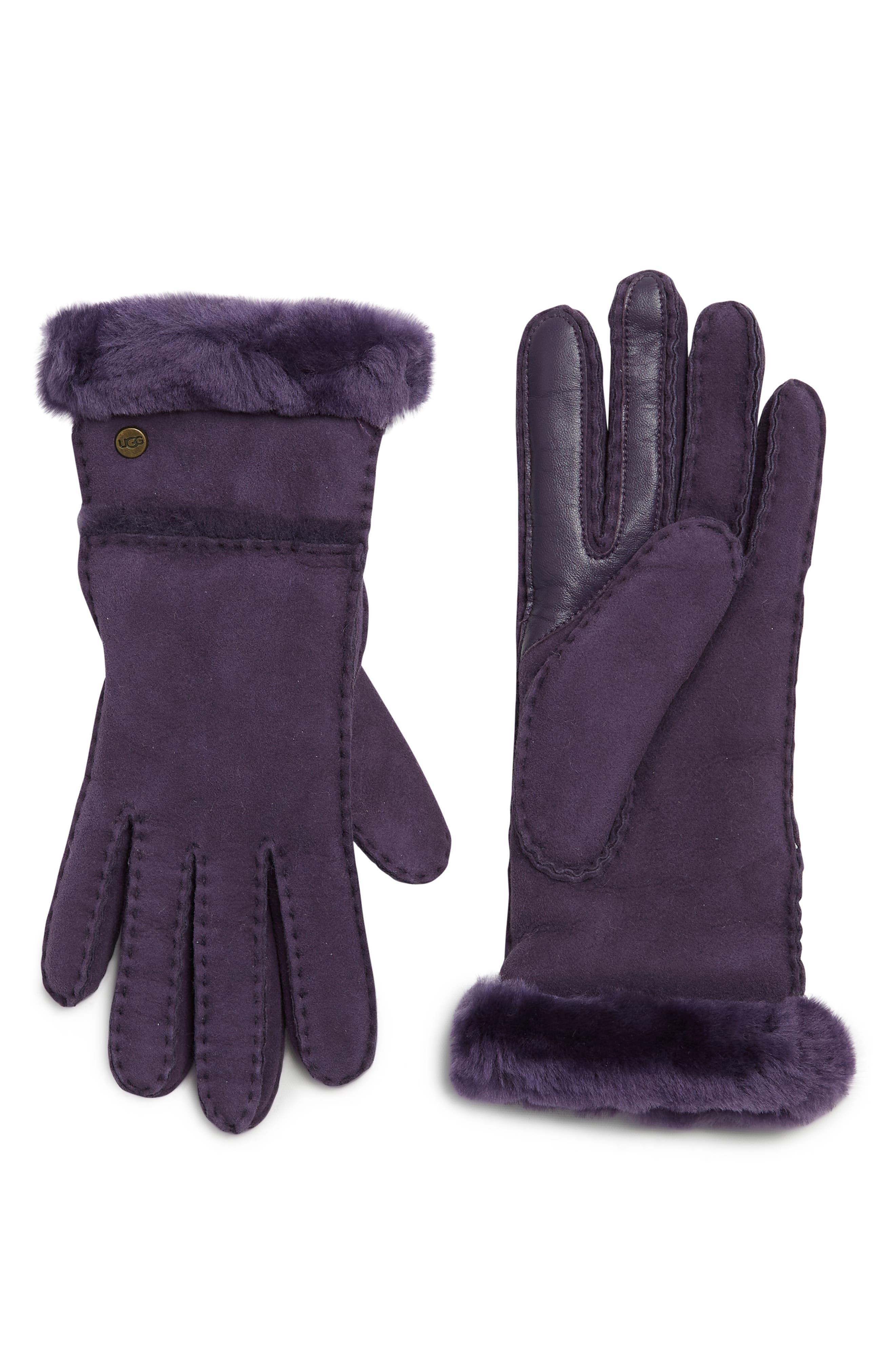 UGG Seamed Touchscreen Compatible Genuine Shearling Lined Gloves In  Nightshade At Nordstrom Rack in Purple | Lyst