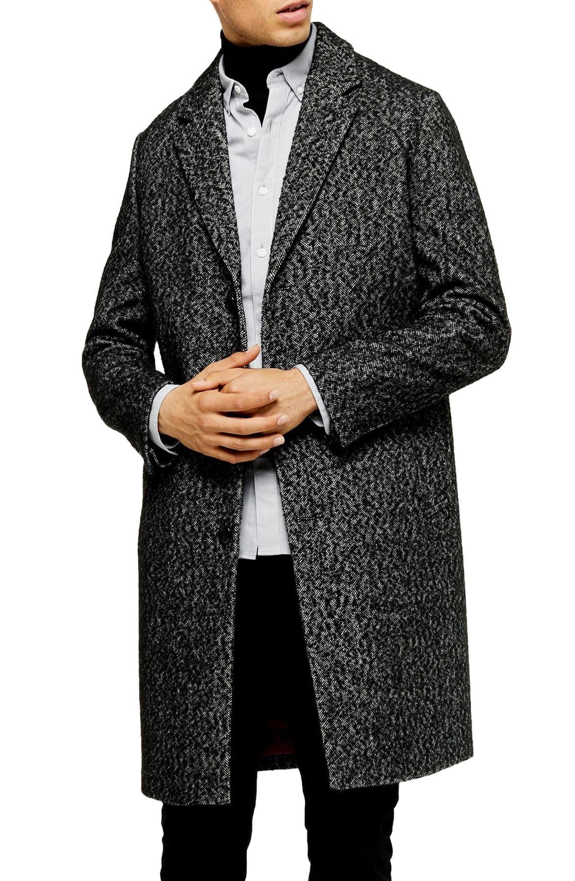 TOPMAN Leon Herringbone Coat for Men - Lyst