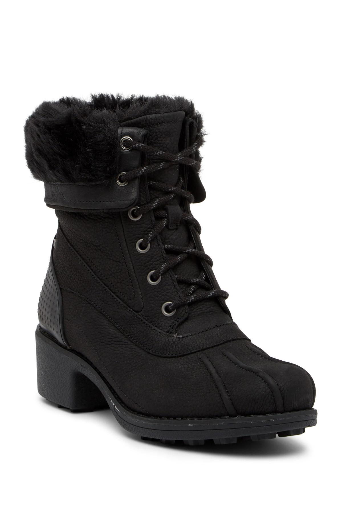 merrell chateau mid lace faux fur trimmed waterproof boot