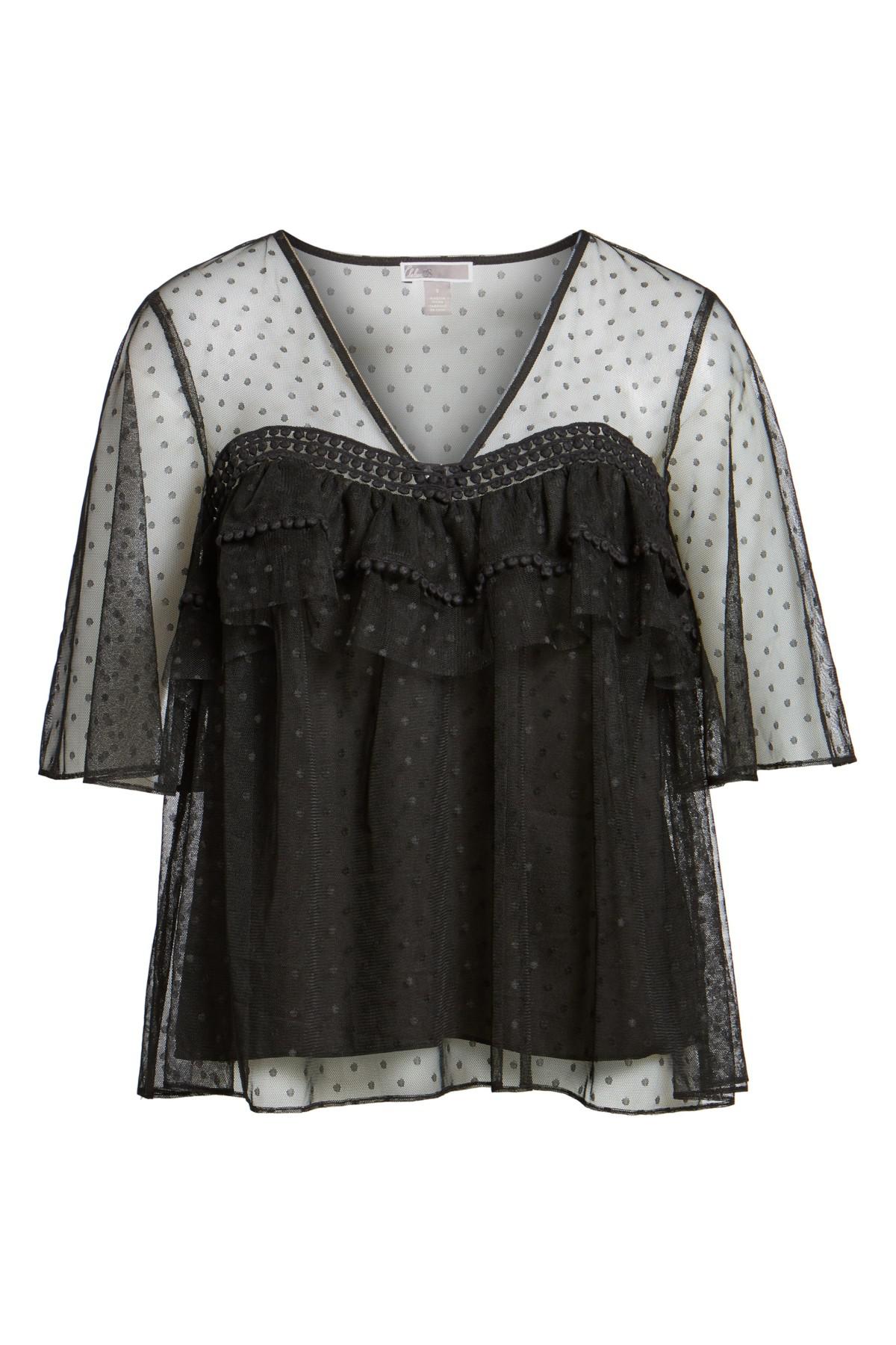 chelsea28 lace & swiss dot dress