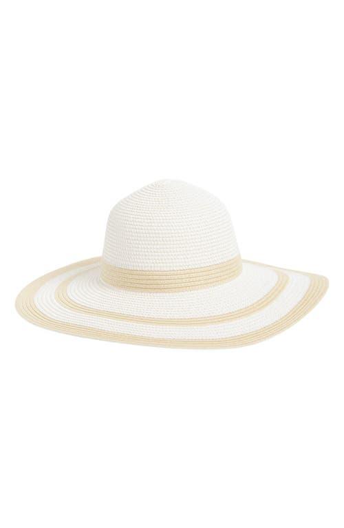 Calvin Klein Two-Color Texture Raffia Straw Sun Hat in White  display picture 3