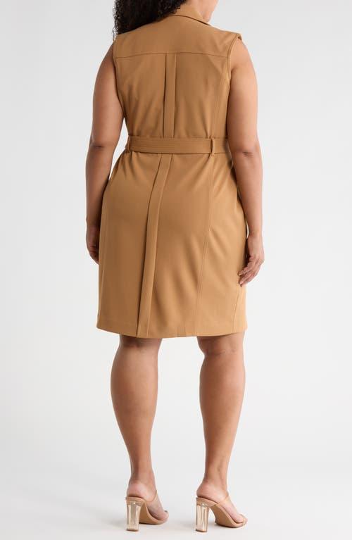 Calvin Klein Tie Waist Moto Dress in Brown | Lyst