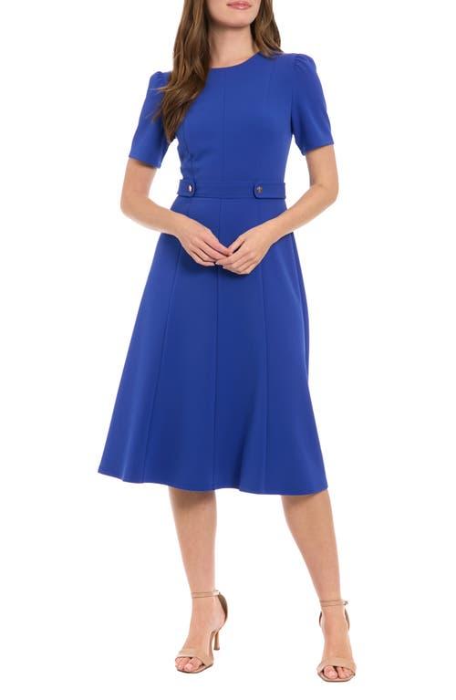 slim fit dress slacks London Times Women's Flutter Sleeve Fit & Flare Midi Dress - Blue main image 0