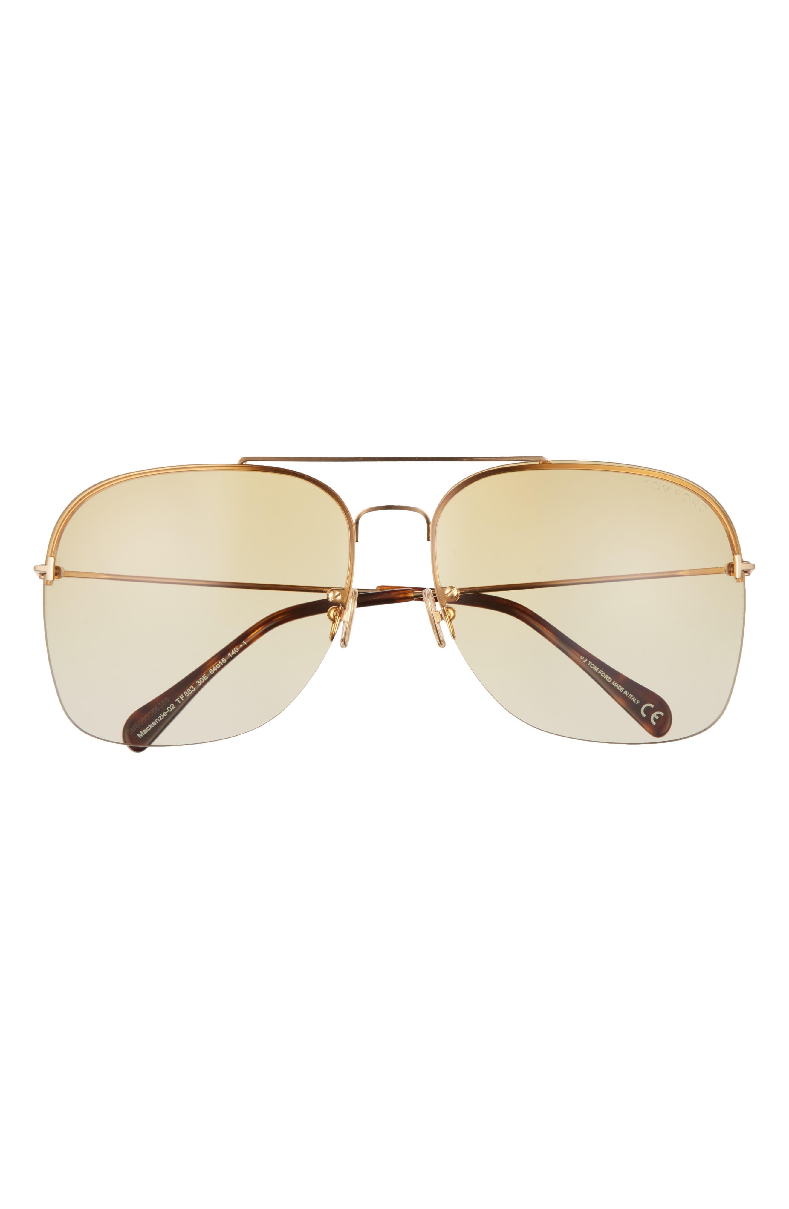 Tom Ford Mackenzie 64mm Oversize Pilot Sunglasses In Shiny Yellow Gold  /brown At Nordstrom Rack for Men | Lyst