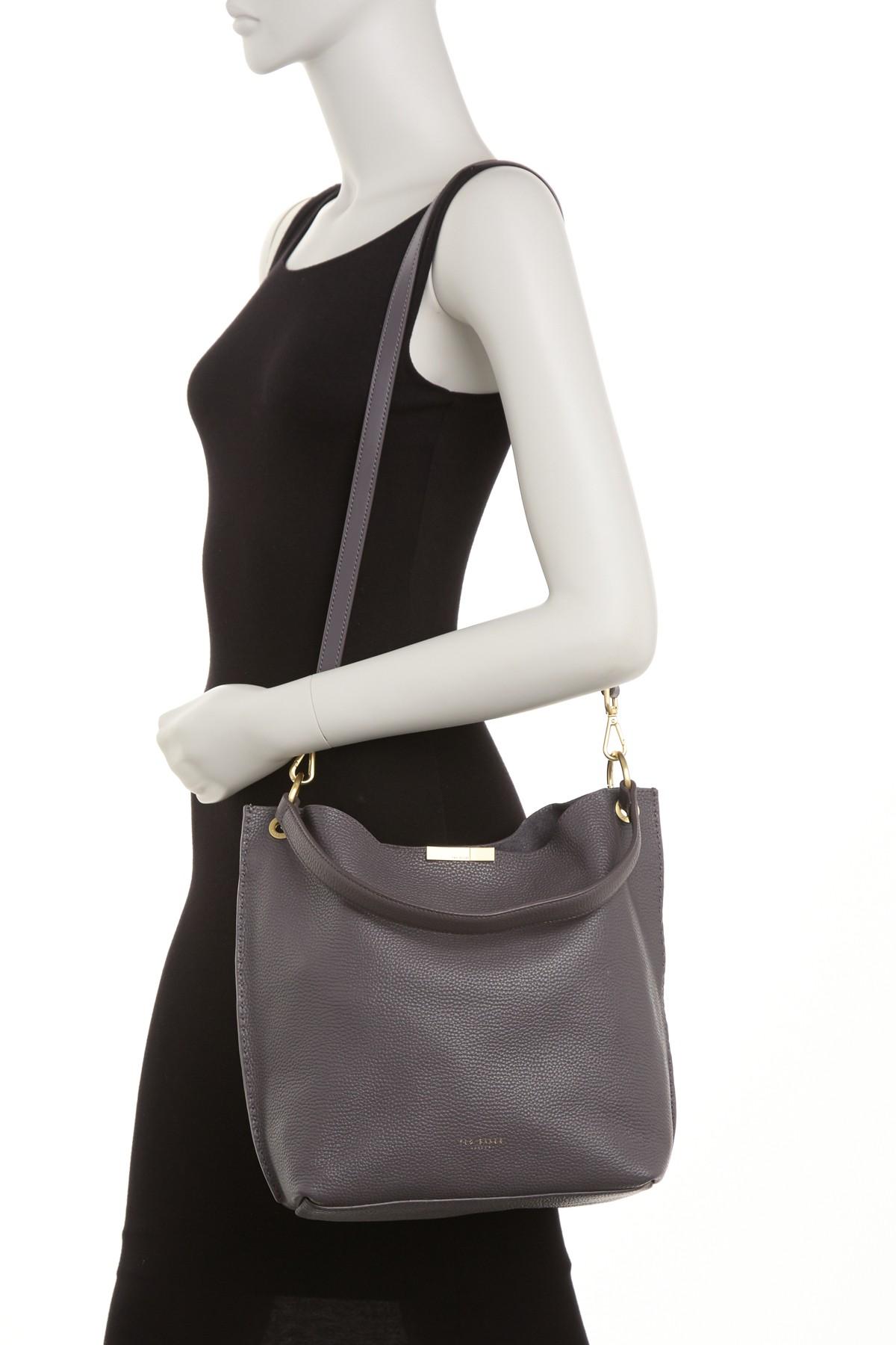 Soft Grain Faceted Leather Hobo Bag 