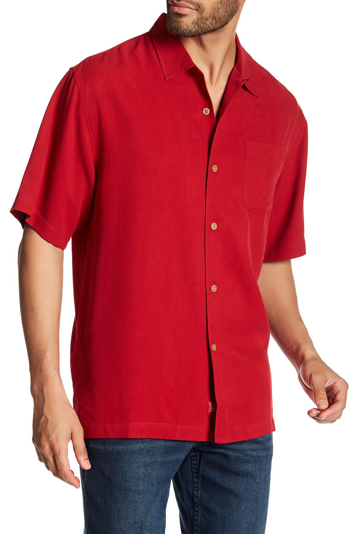Tommy Bahama Catalina Original Fit Short Sleeve Silk Shirt in Red for ...