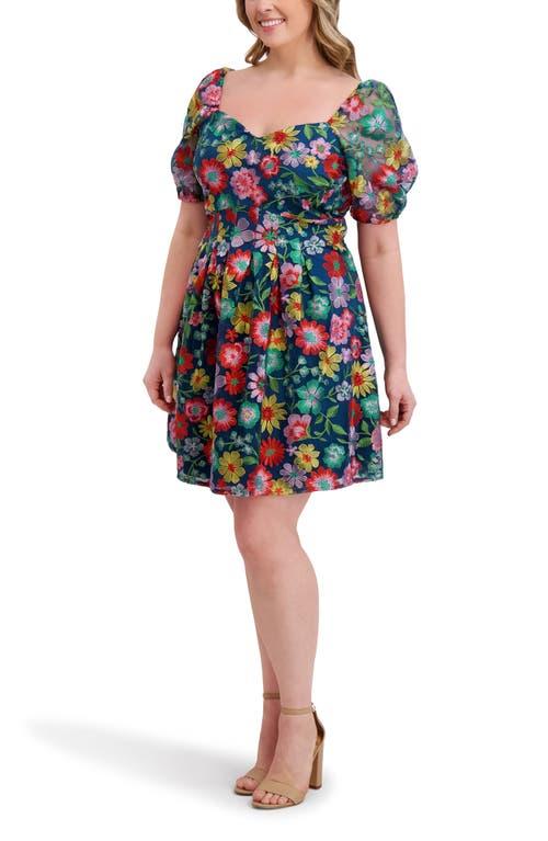 what dress best fits my body type Women Plus Size Yellow & White Sunflower Printed Scoop Neck Cotton Lace-Up  Back Fit & Flare Mini Dress