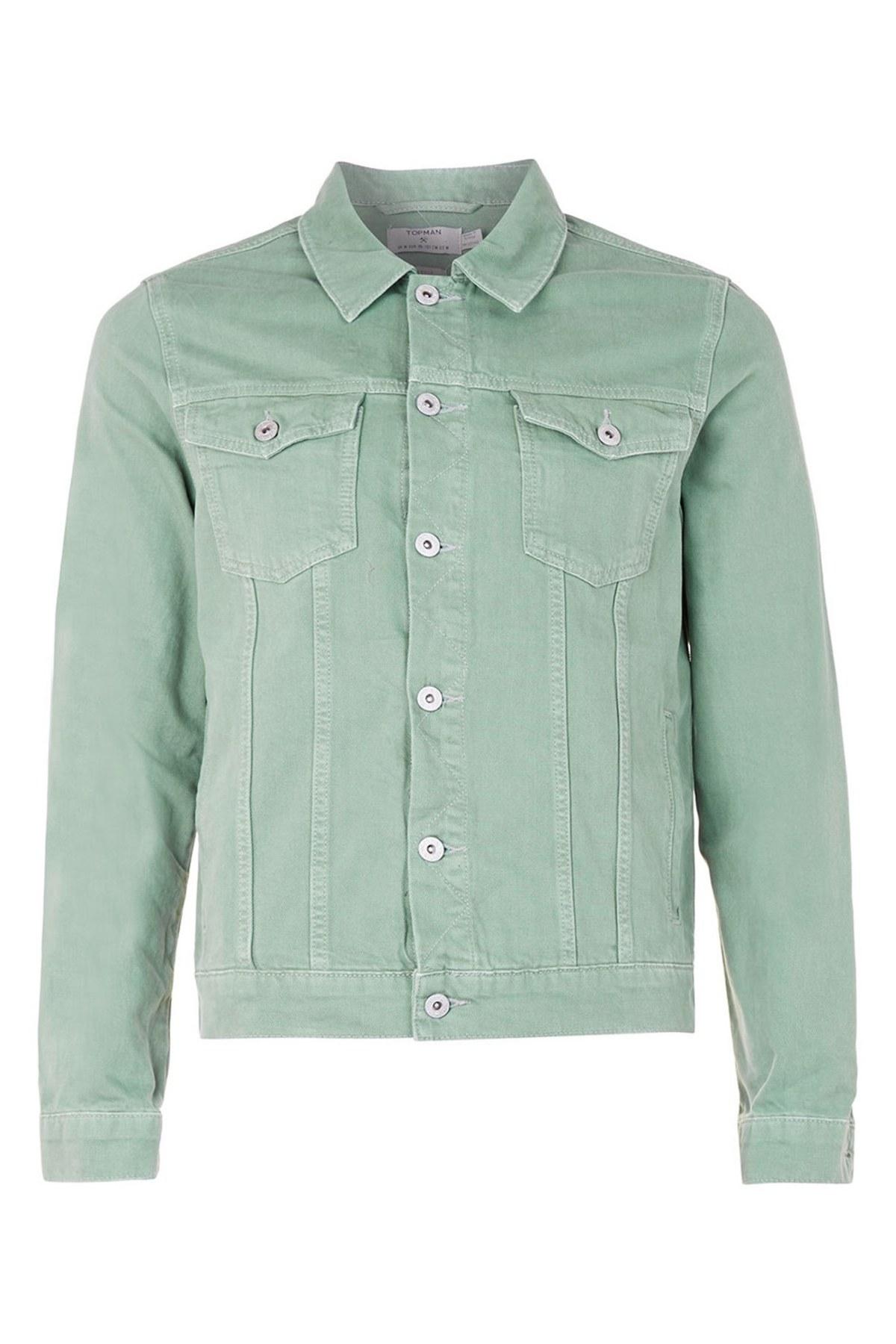 TOPMAN Light Green Denim Jacket for Men | Lyst