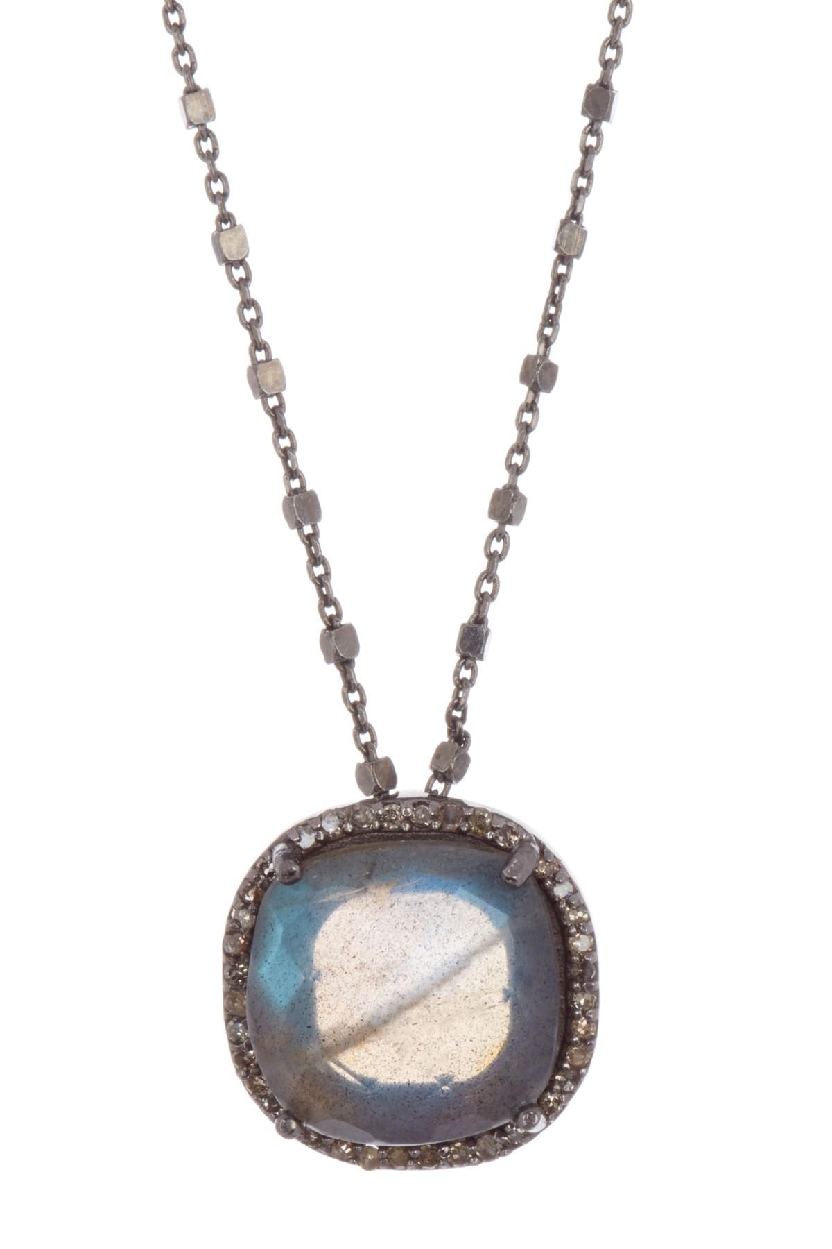 Adornia Lara Labradorite Champagne Diamond Beaded Chain Necklace Champagne Diamond Beaded Chain Necklace