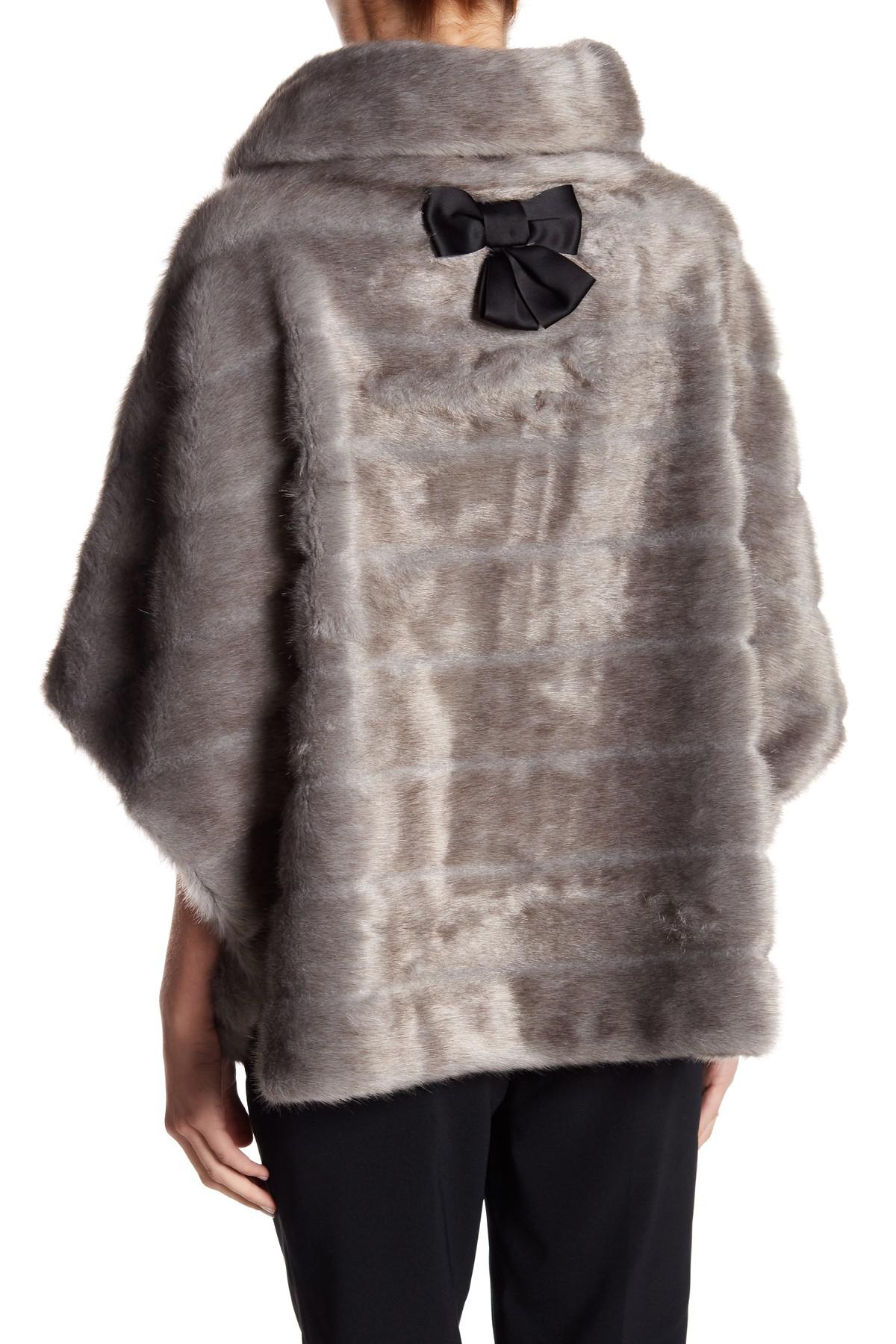 grey faux fur cape