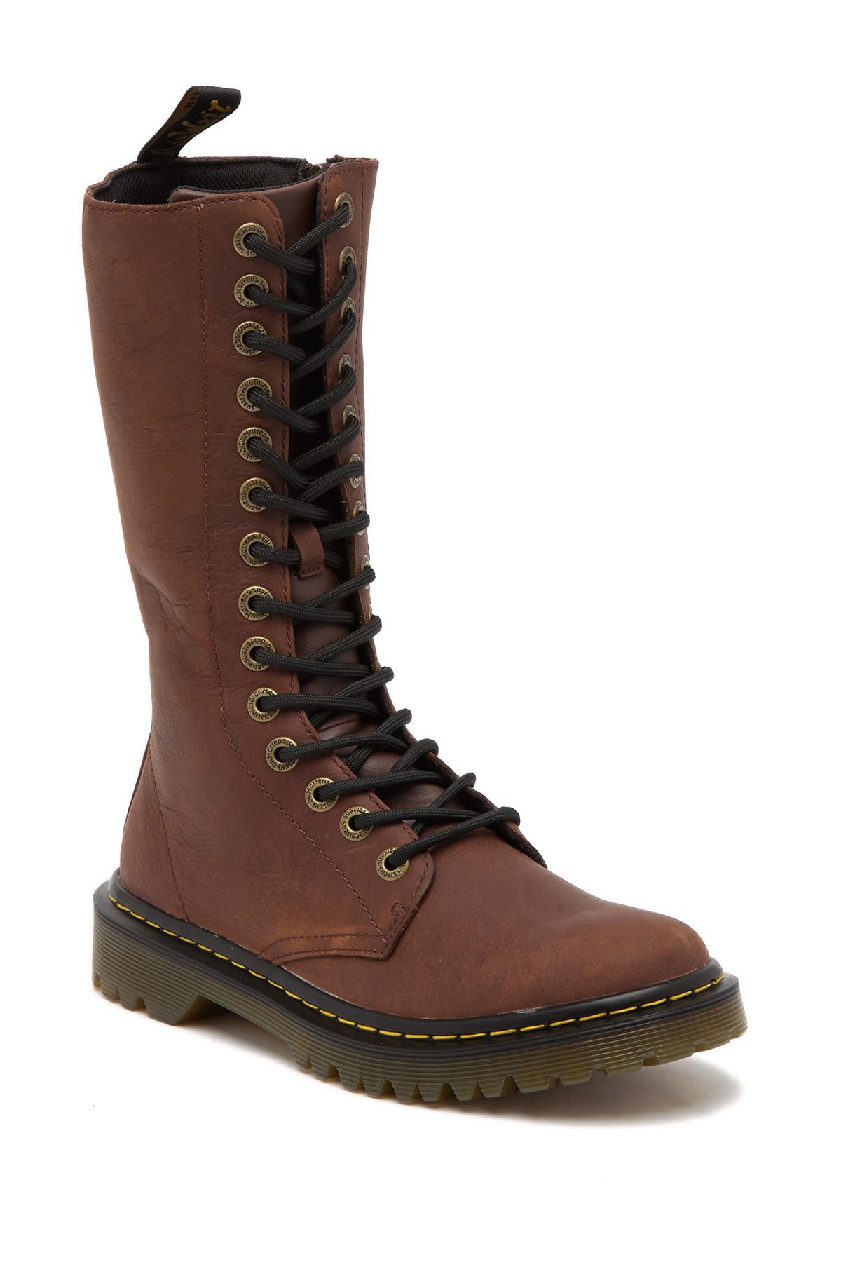 Dr. Martens Luana Tall Combat Boots in Brown | Lyst