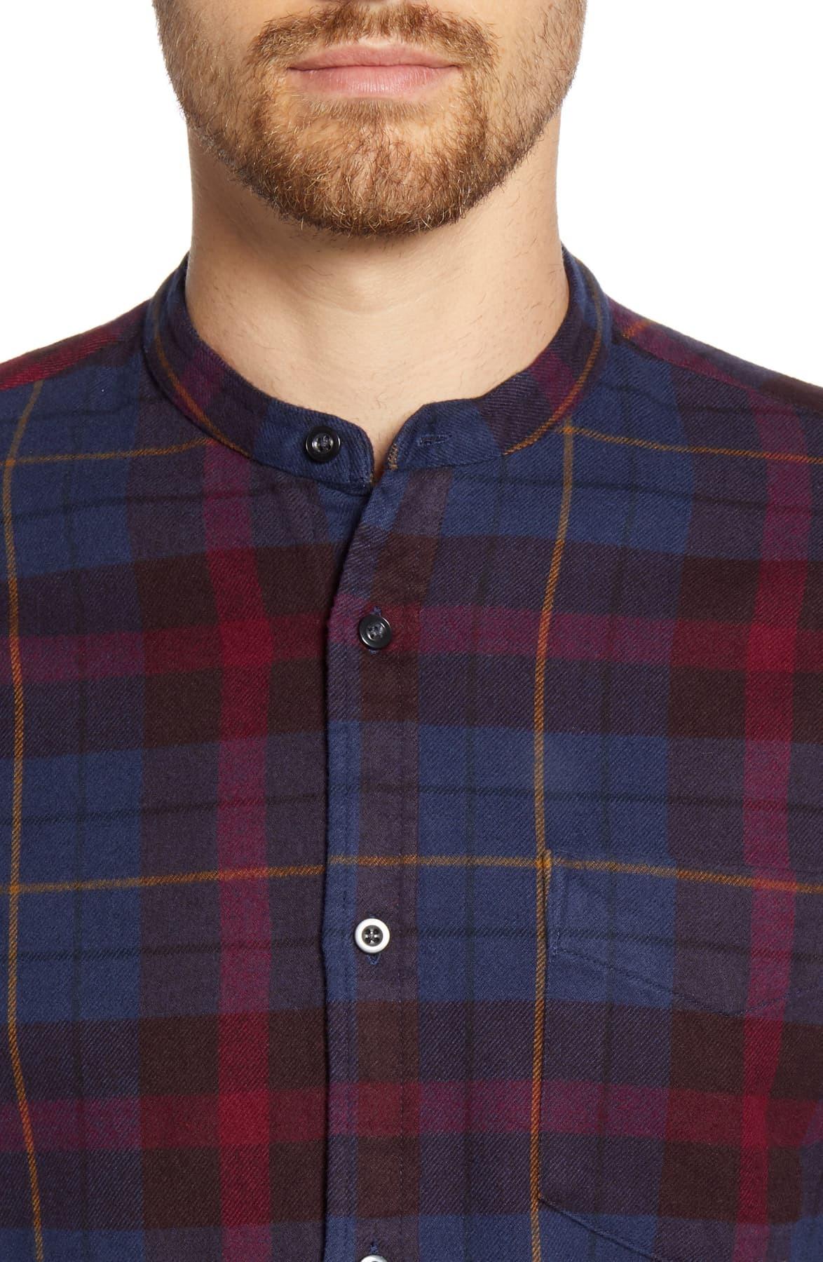 Nn07 Justin 5154 Slim Fit Plaid Button Up Band Collar Flannel Shirt In Blue For Men Lyst Nn07 Justin 5154 Slim Fit Plaid Button Up Band Collar Flannel Shirt In Blue For Men Lyst