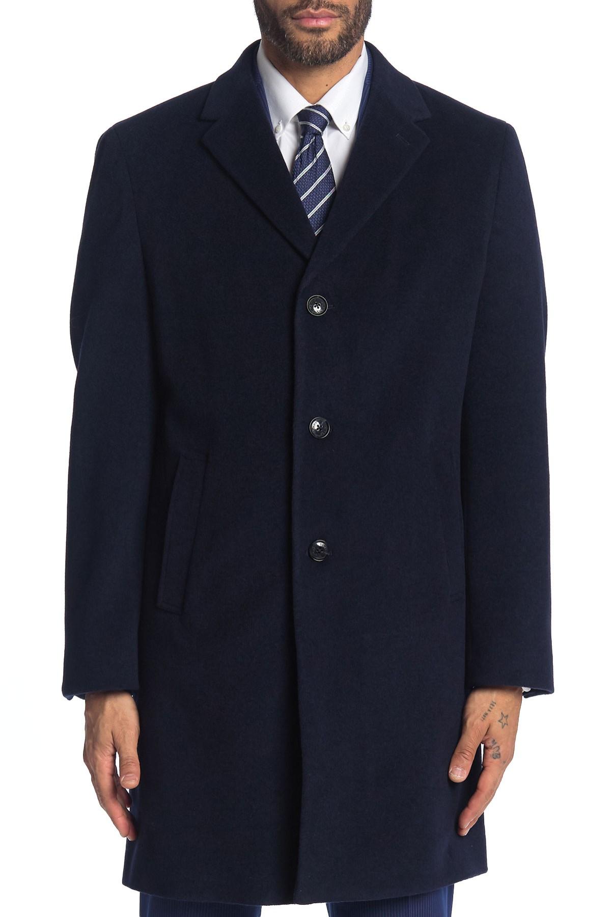 Tommy Hilfiger Cashmere Addison Wool-blend Trim Fit Overcoat in Navy ...