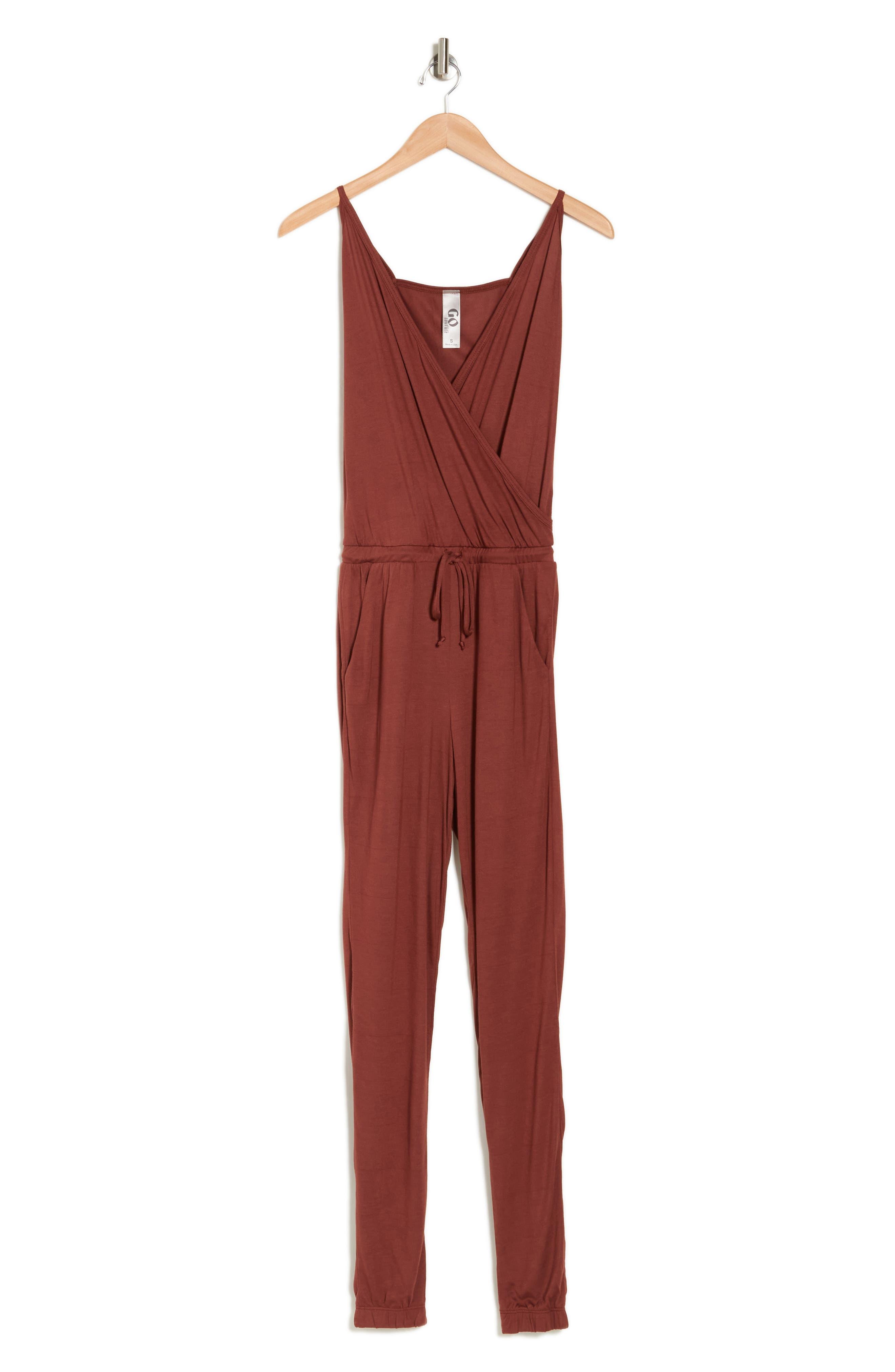 Go Couture Sleeveless Drawstring Waist Jumpsuit in Red Lyst