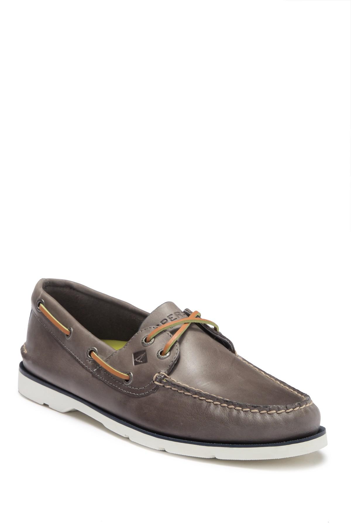 Lyst Sperry TopSider Leeward Leather Boat Shoe in Gray for Men