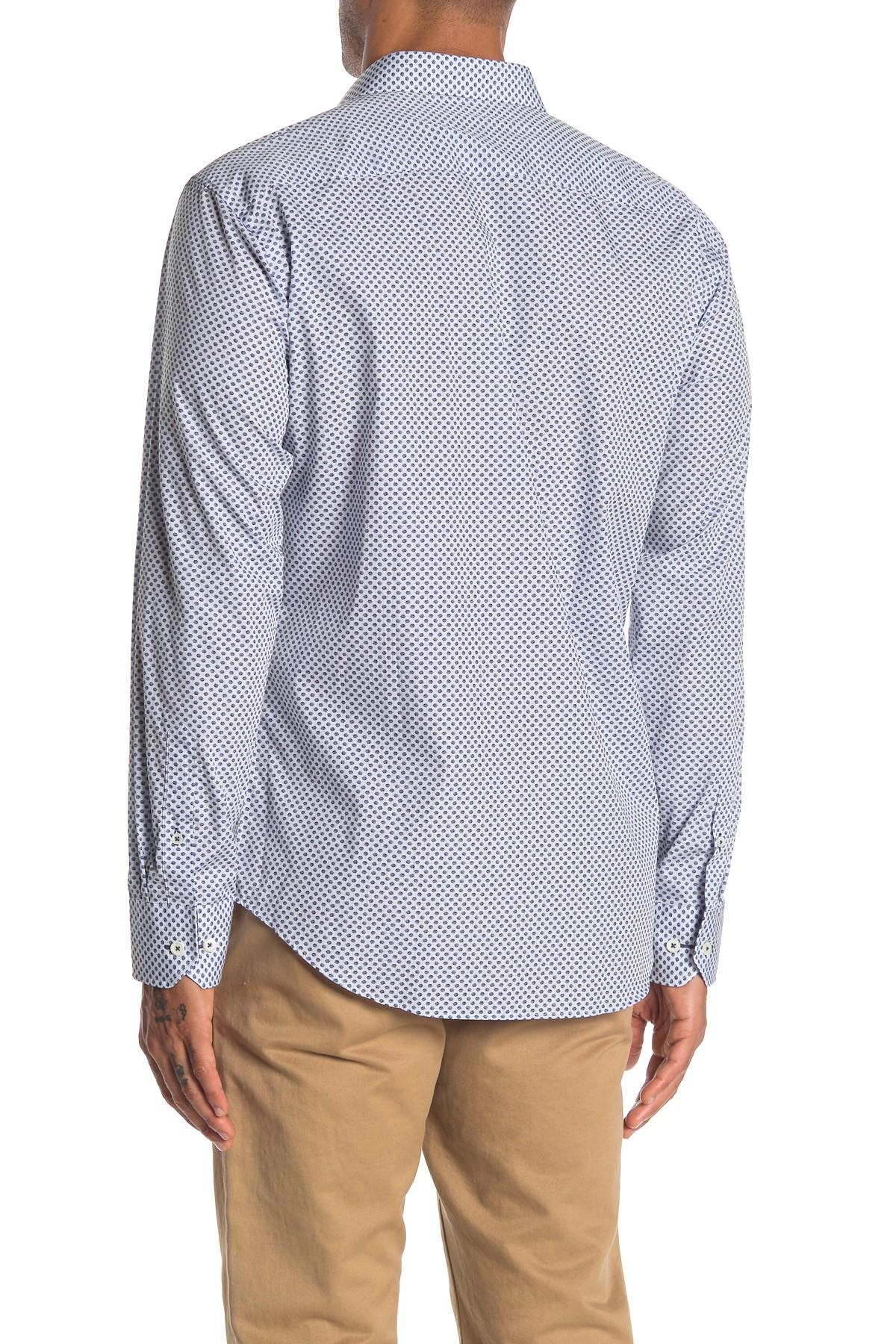 Download Bugatchi Cotton Long Sleeve Shaped Fit Printed Shirt in ...