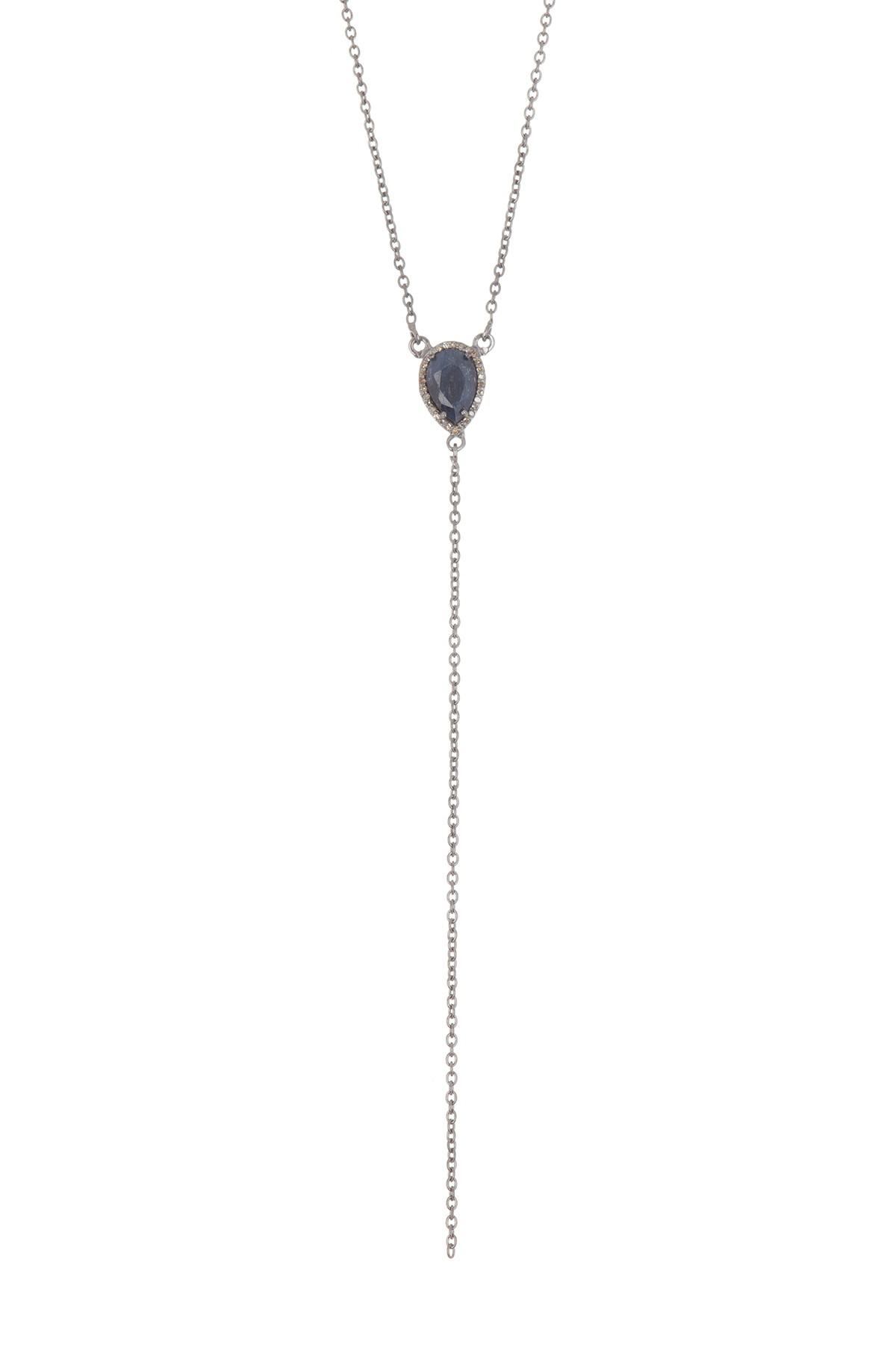 Adornia Diamond & Blue Sapphire Lariat Drop Necklace Lyst