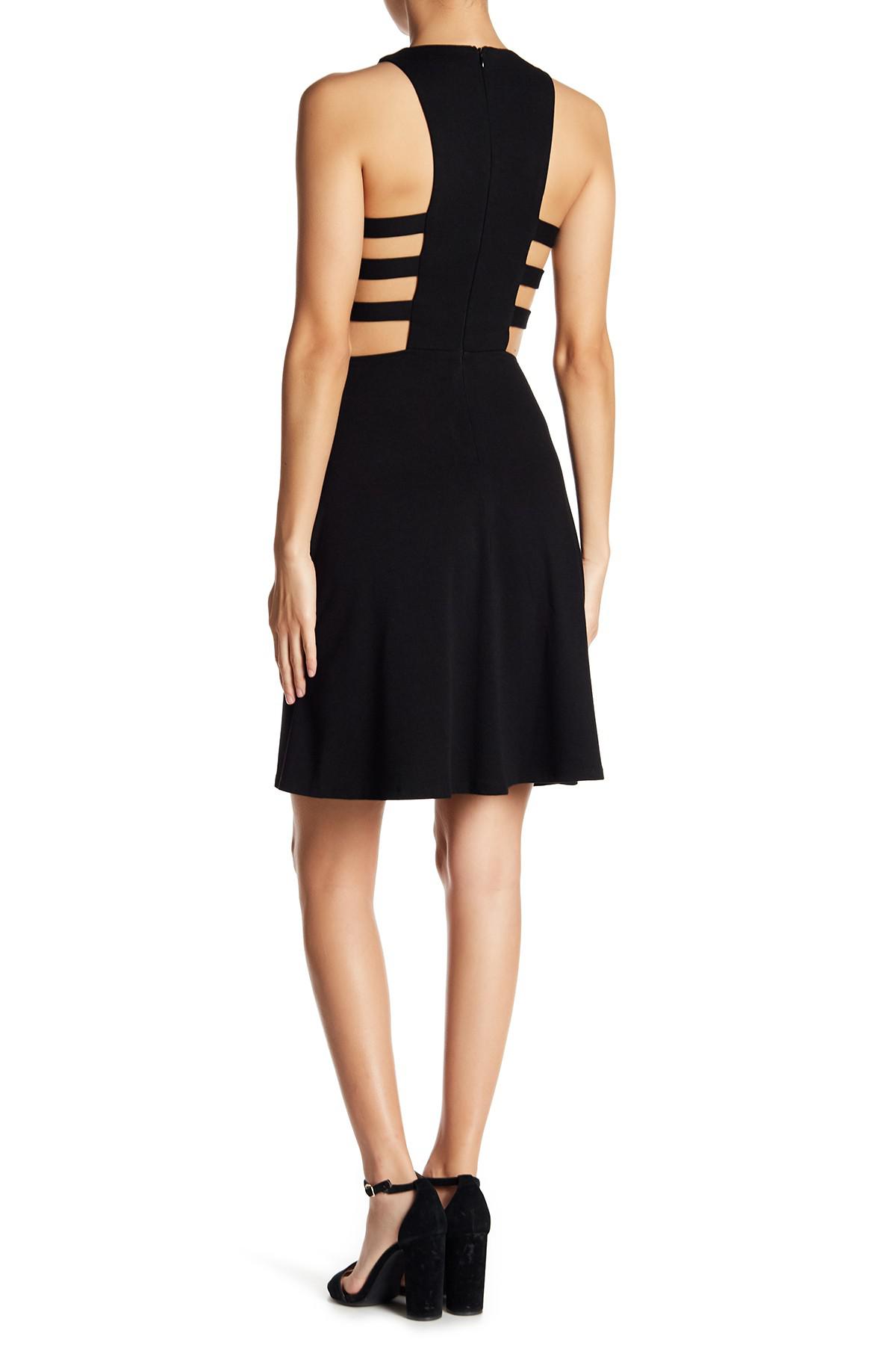 Download Soprano Synthetic Side Cutout Skater Dress in Black - Lyst