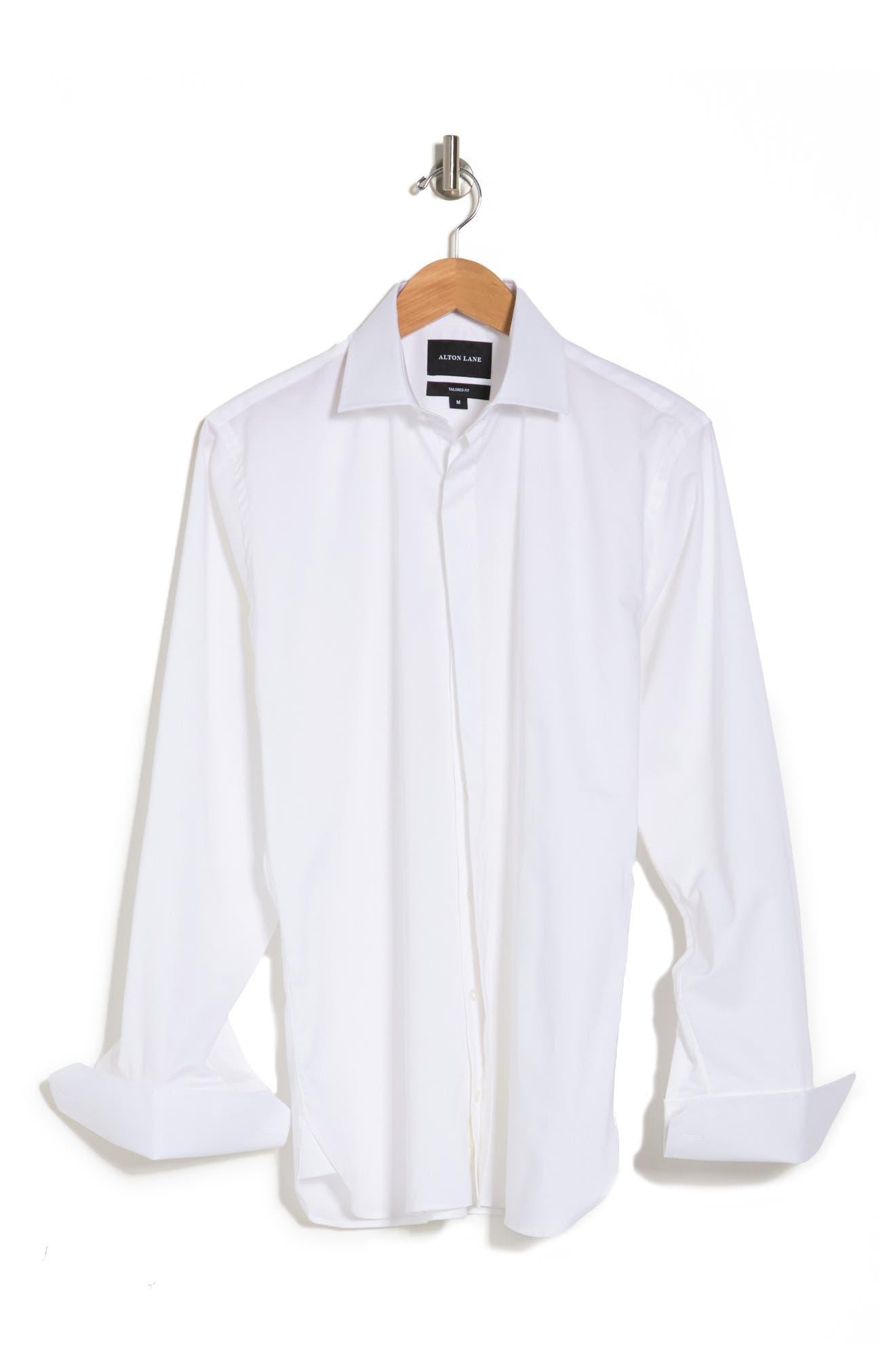 ALTON LANE Cotton Mercantile Tuxedo Performance Shirt In White Twill At