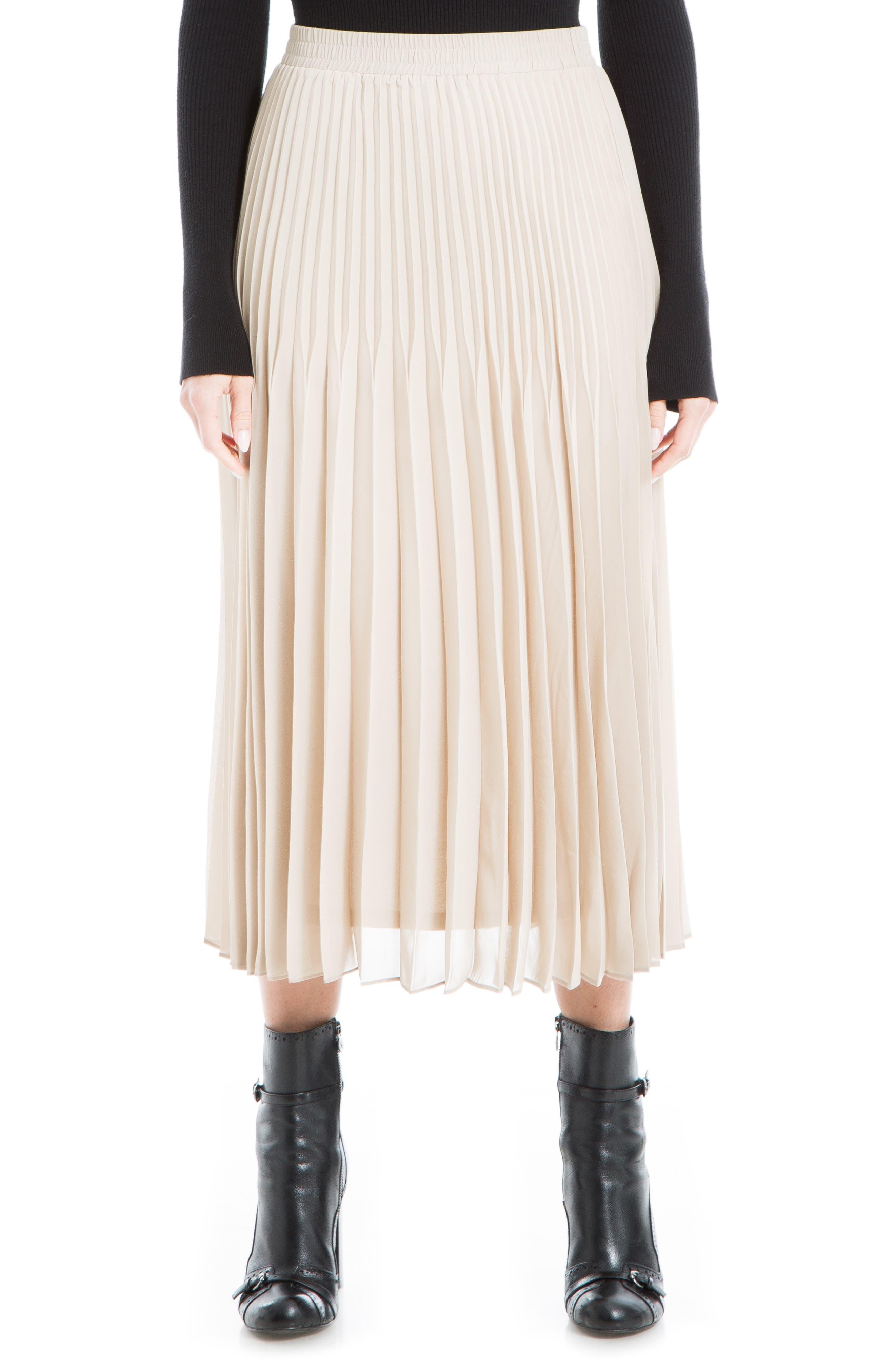 Max Studio Graduated Pleated Midi Skirt In Ivory At Nordstrom Rack in ...