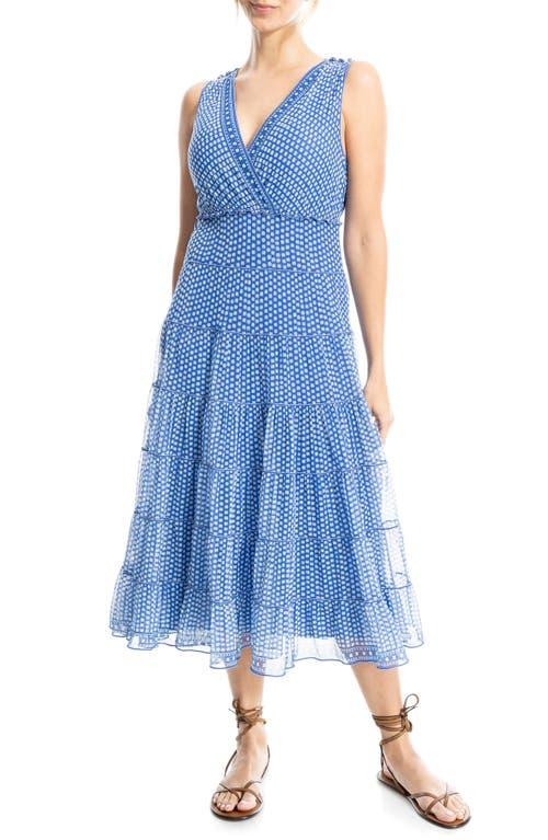 max studio mesh sleeveless maxi dress Max Studio V-Neck Sleeveless Mesh Midi Dress in Blue