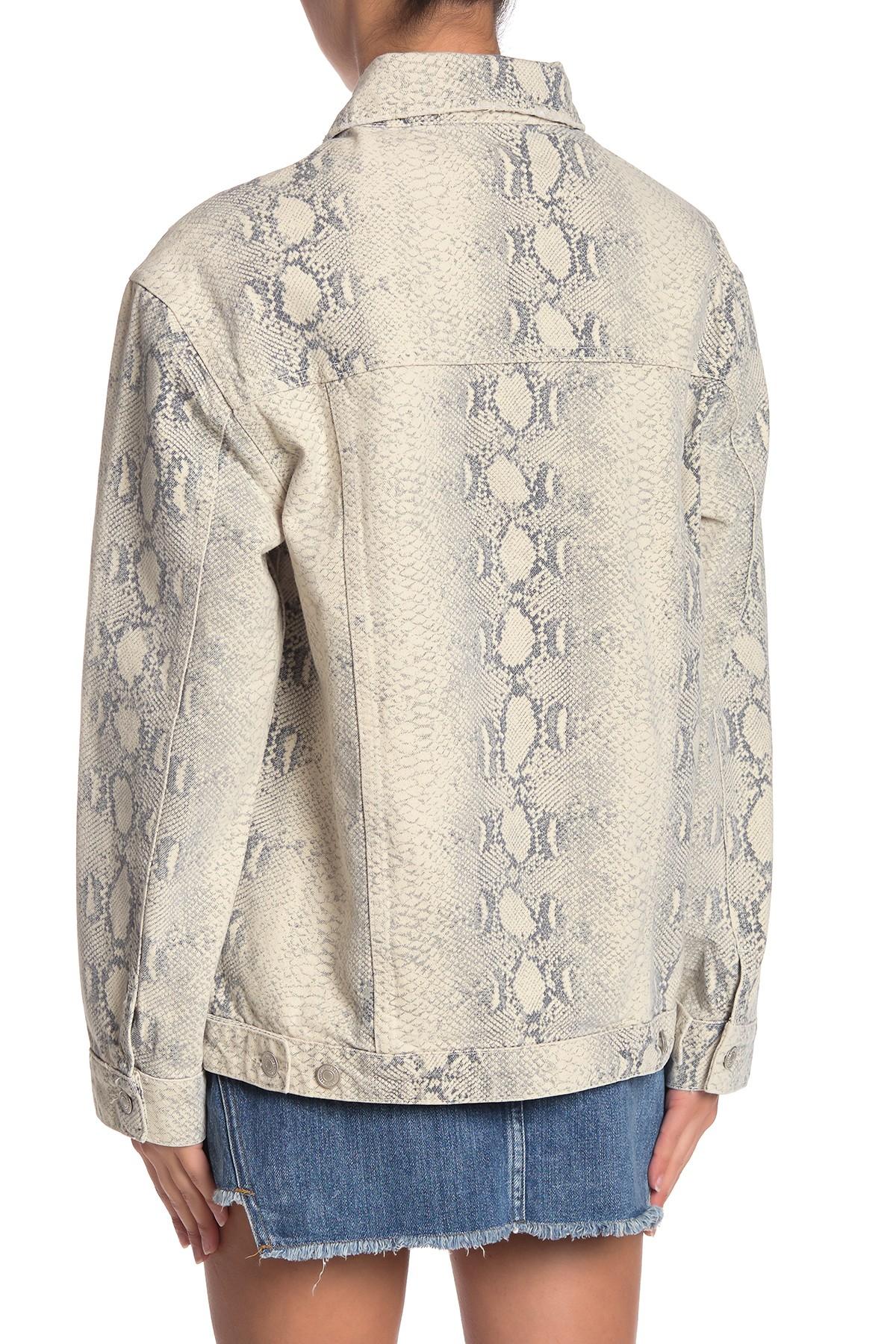 Denim Snakeskin Print Trucker Jacket 