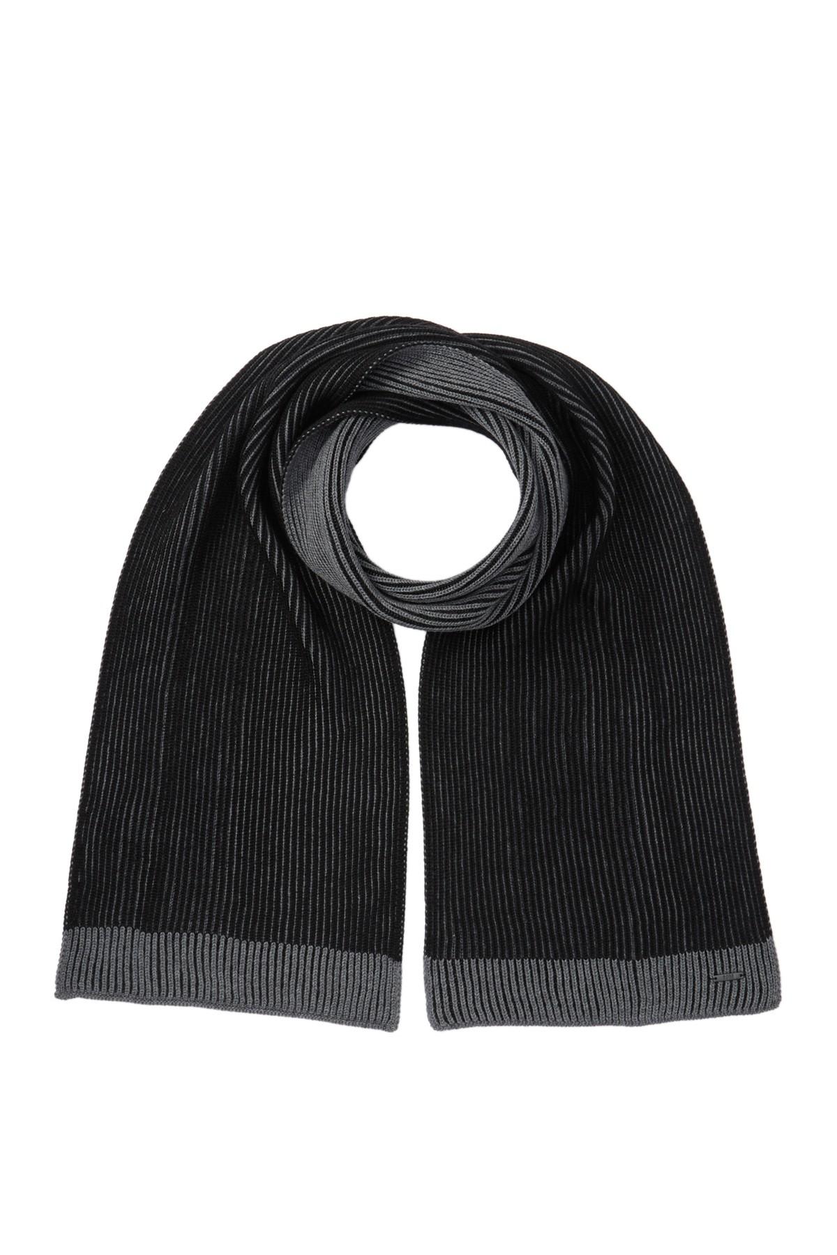 BOSS by Hugo Boss Rib-knit Scarf In Melange Virgin Wool in Black for ...