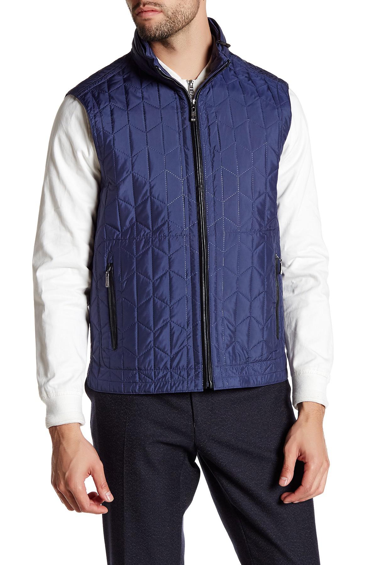 Bugatchi Synthetic Quilted Stowable Hood Vest in Midnight (Blue) for ...