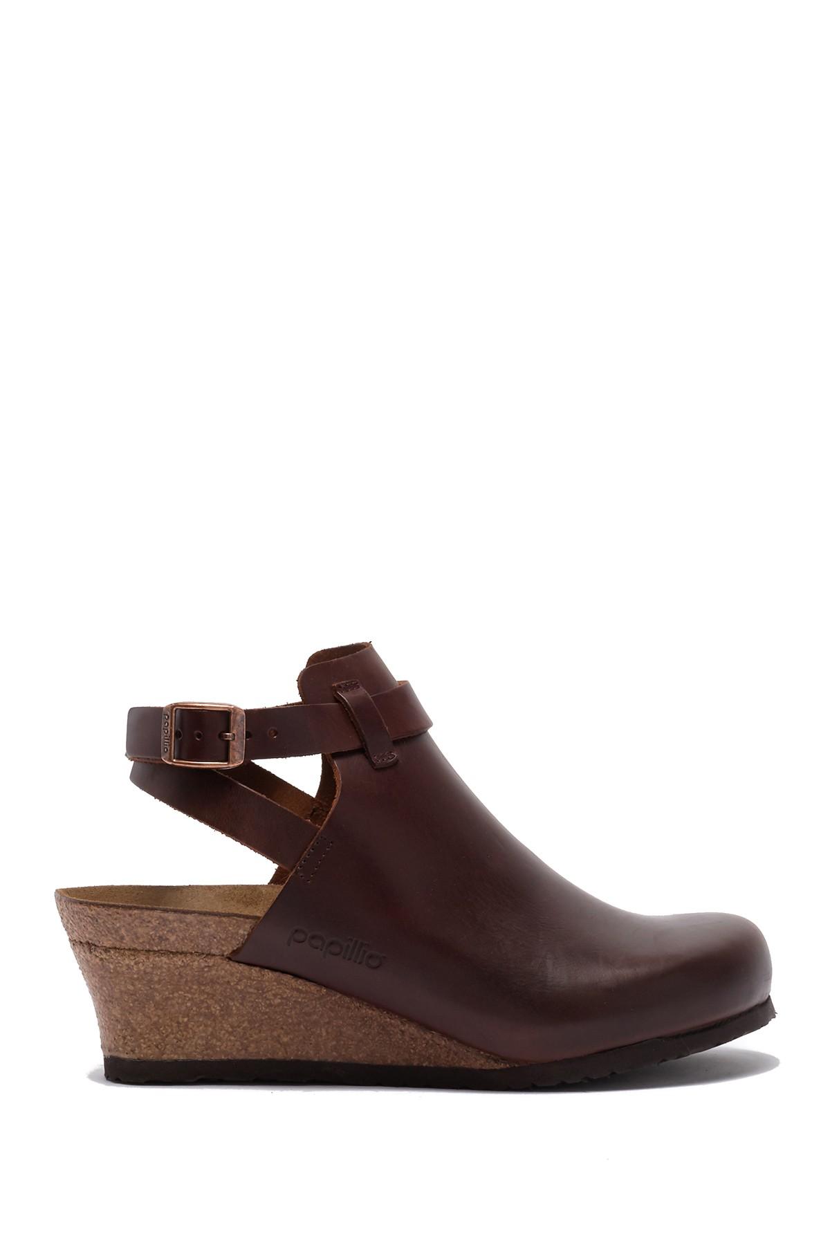 Birkenstock Esra Wedge Leather Clog - Discontinued in Brown | Lyst