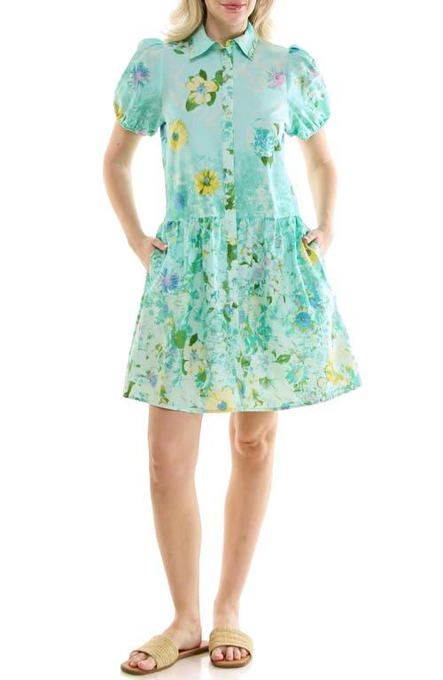 white christmas dresses 80s Nicole Miller Blue Floral Batwing Sleeve Dress