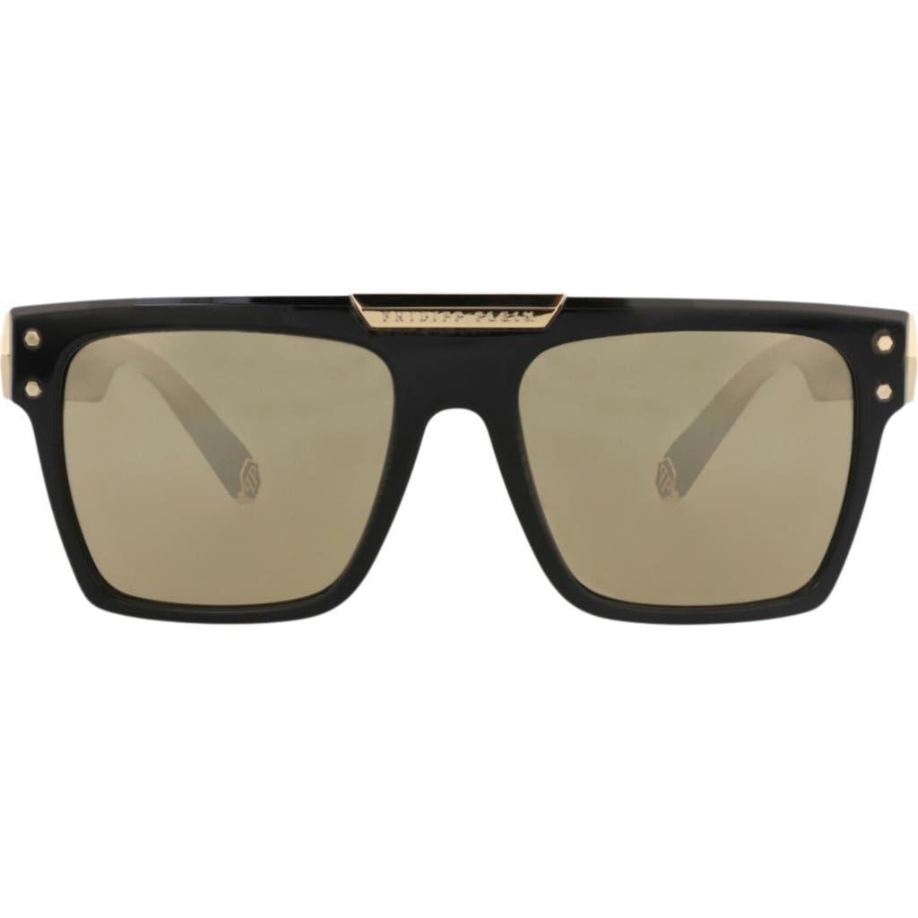 PHILIPP PLEIN 55mm Marble Effect Sunglasses Philipp Plein Brave Shade Spp005m Unisex Blue Geometric  main image 4