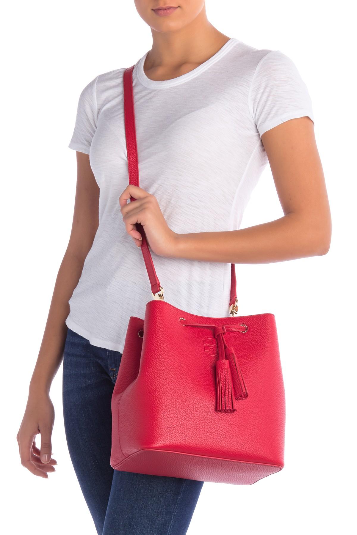 Tory Burch Thea Bucket Bag in Red