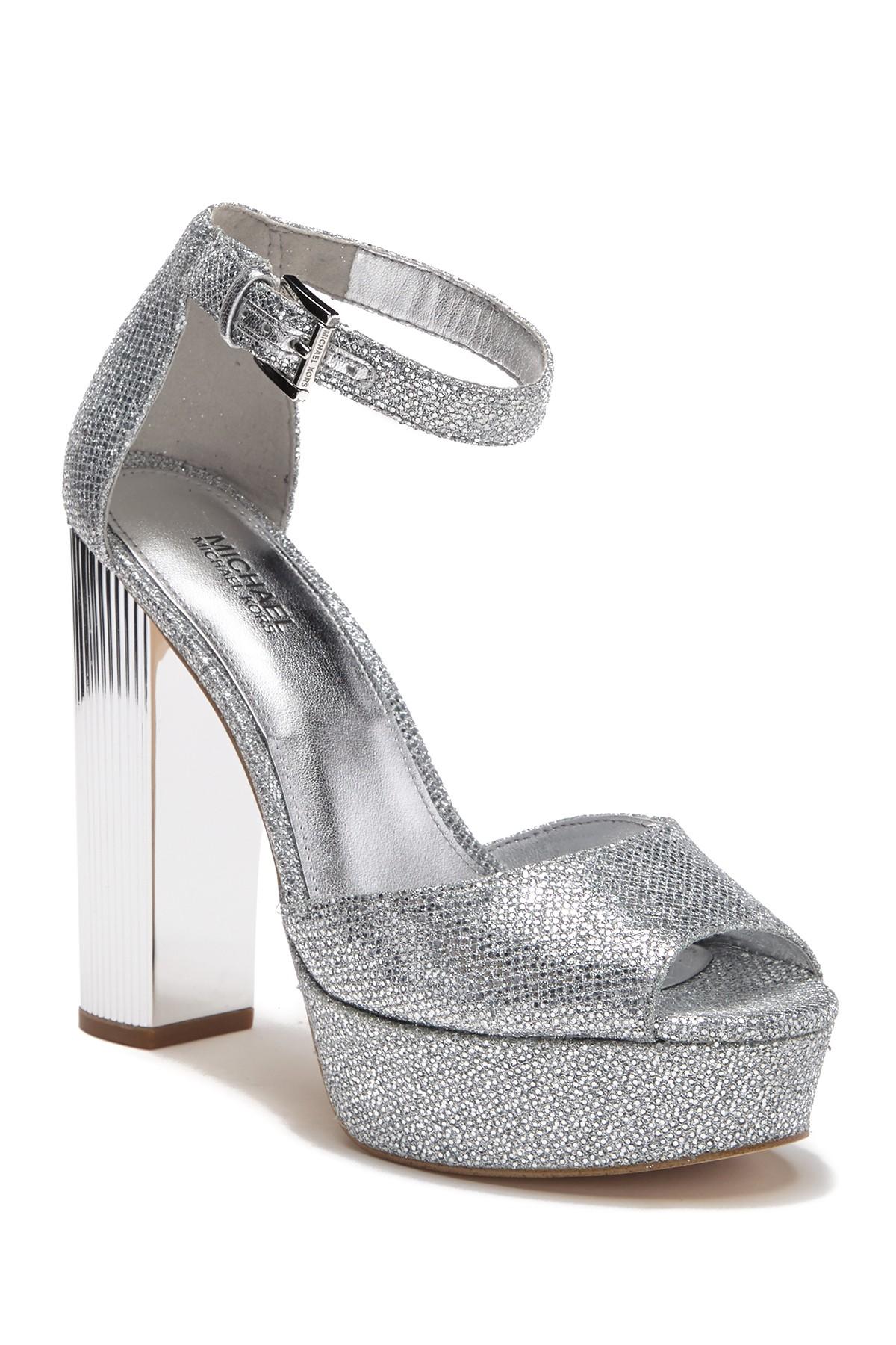 MICHAEL Michael Kors Suede Women's Paloma Platform Sandals in Silver Leather  (Metallic) | Lyst