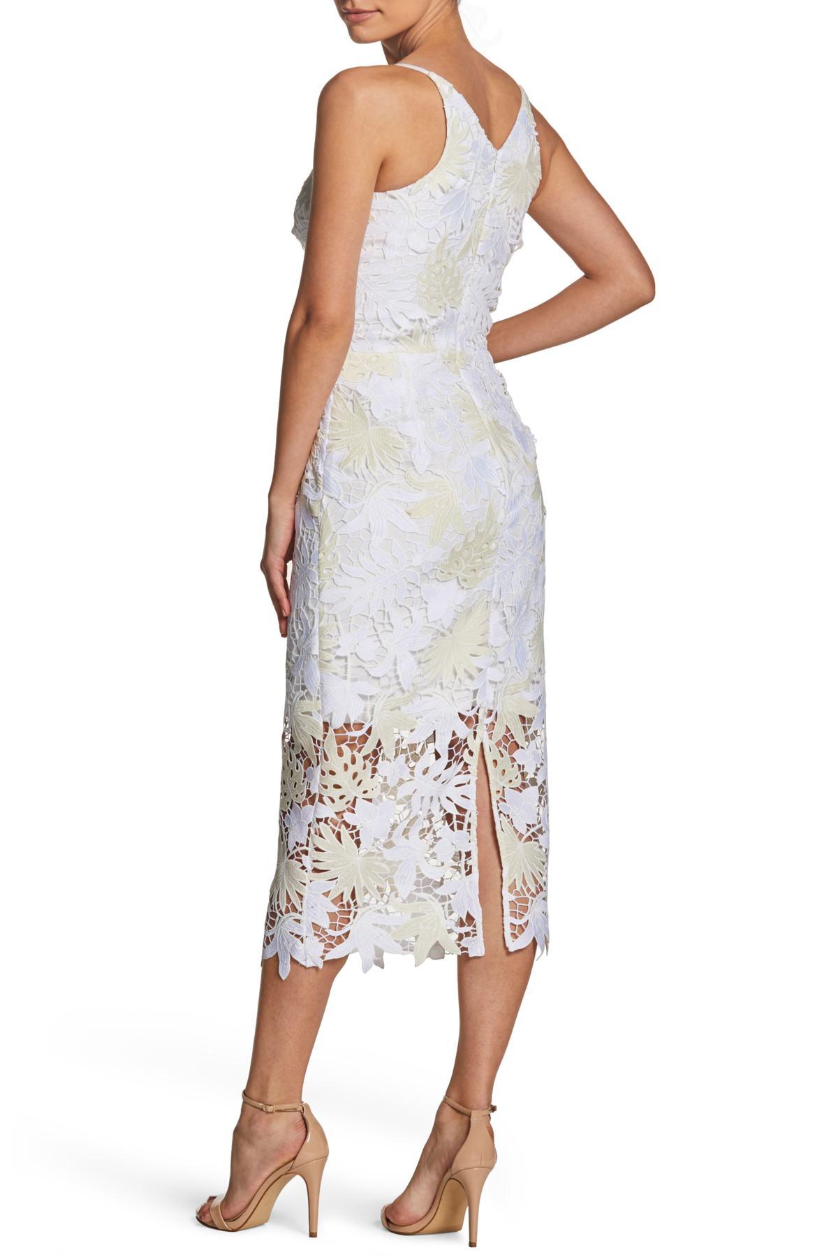 dress the population aurora lace tea length dress