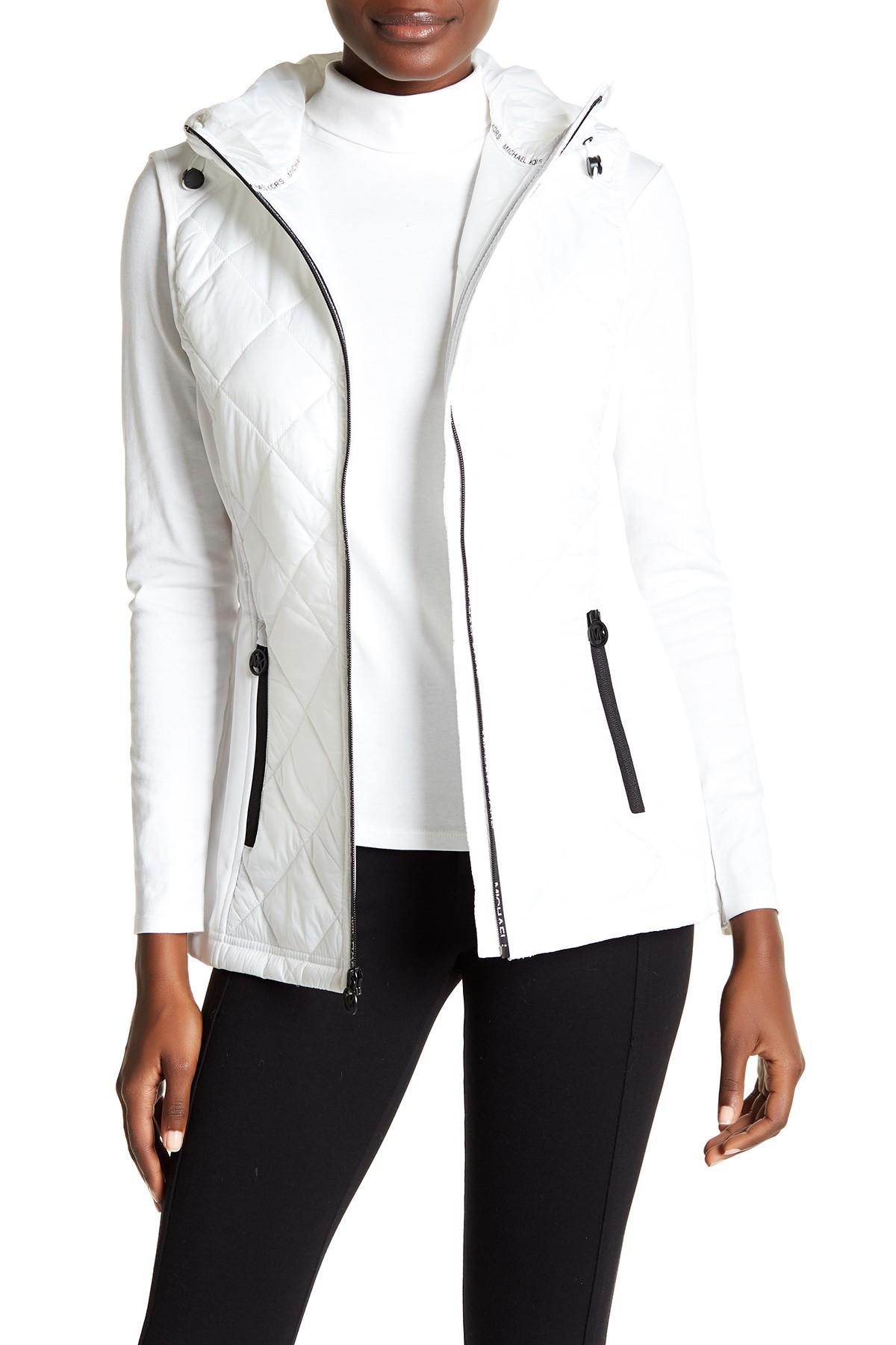 MICHAEL Michael Kors Quilted Hooded Fleece Vest in White Lyst