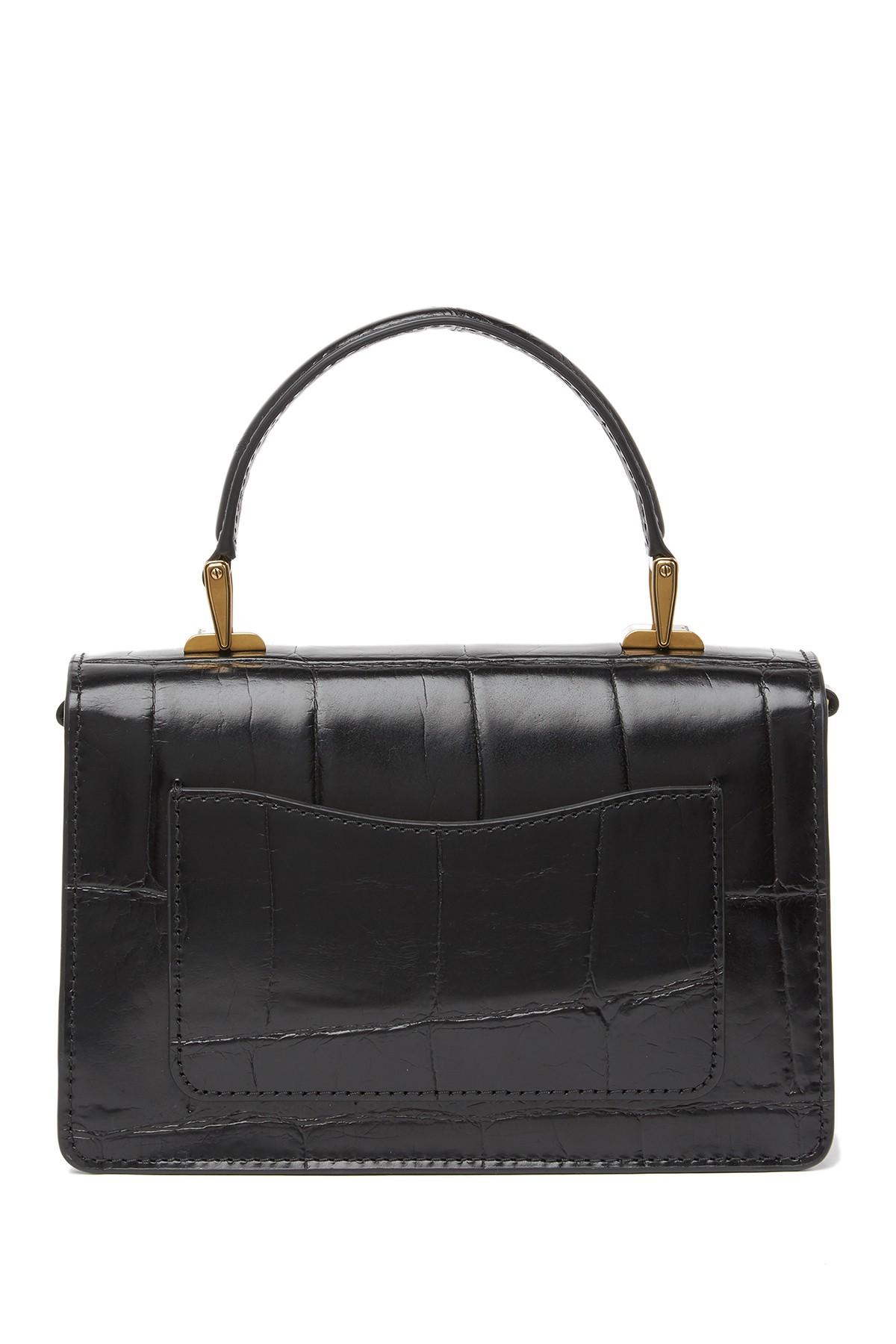 Marc Jacobs The Downtown Croc Embossed Leather Shoulder Bag in Black - Lyst