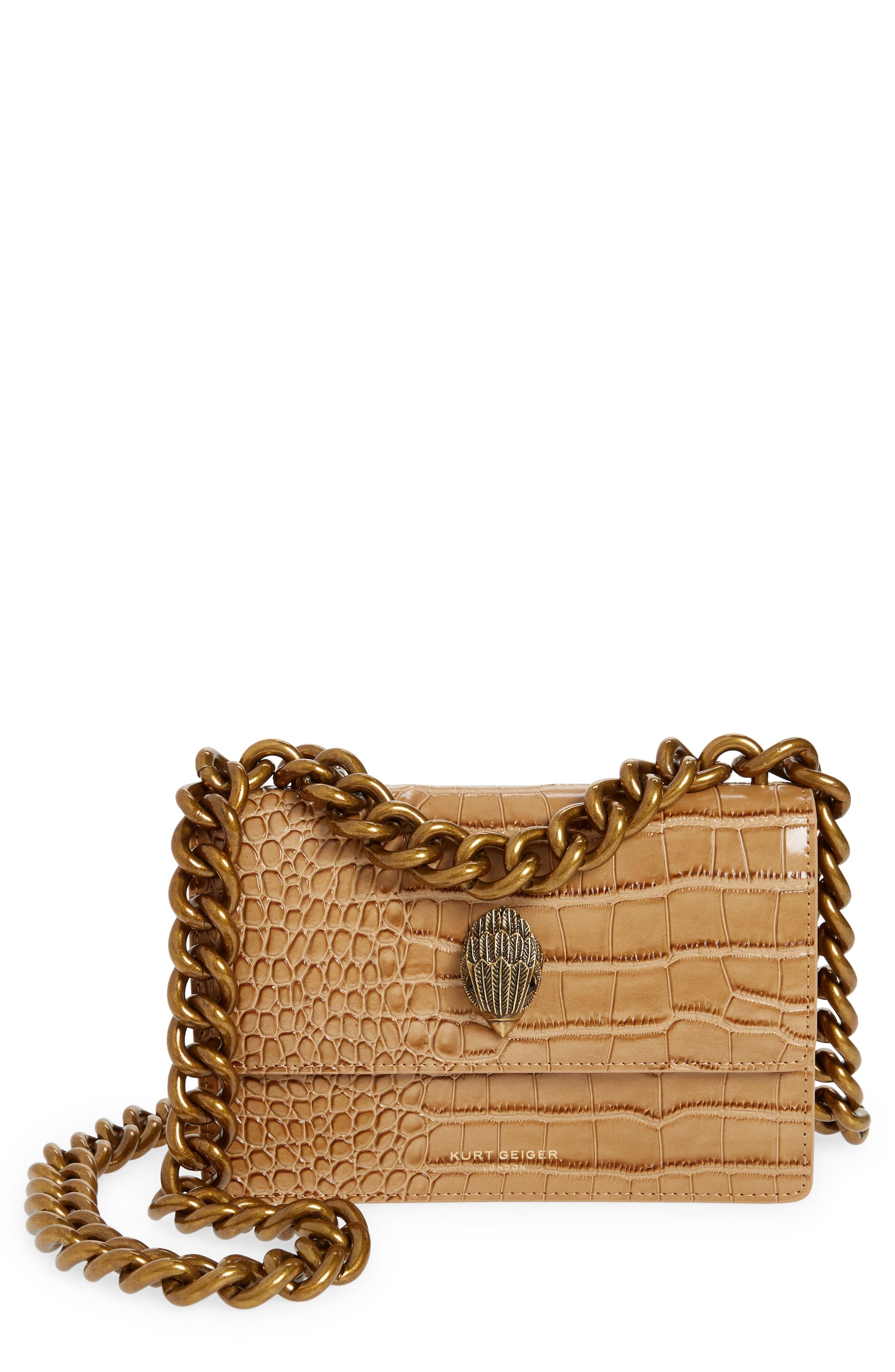 Kurt Geiger Shoreditch Small Croc Embossed Leather Crossbody Bag in