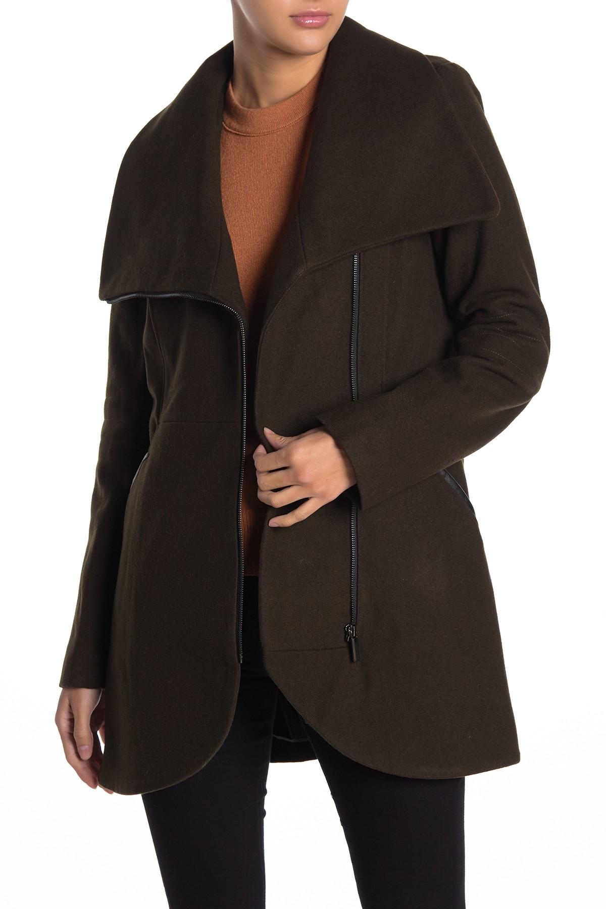 French connection tulip hem asymmetrical hem wool blend coat Clearance