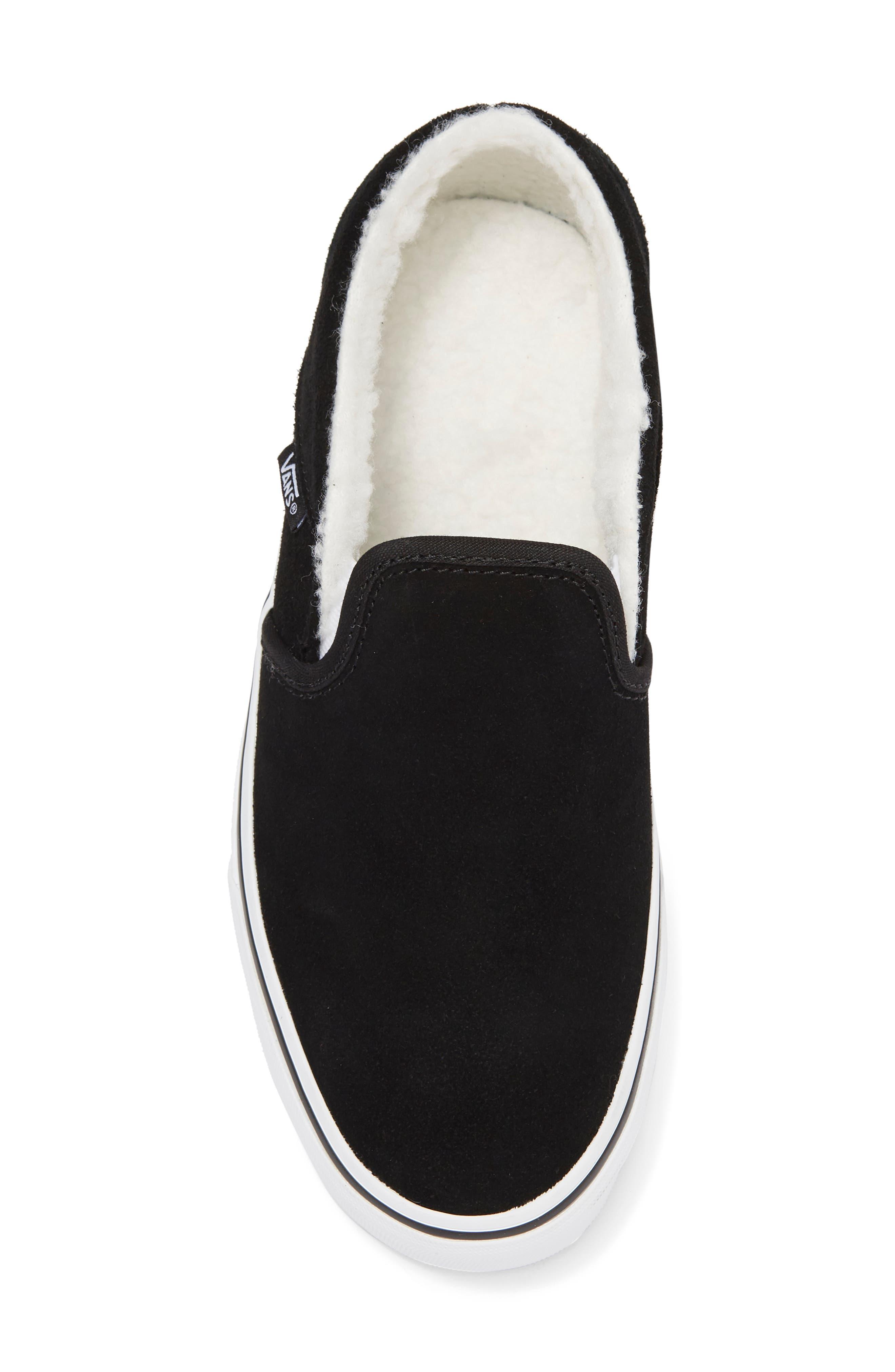 Vans Faux Shearling Suede Sneaker in Black | Lyst