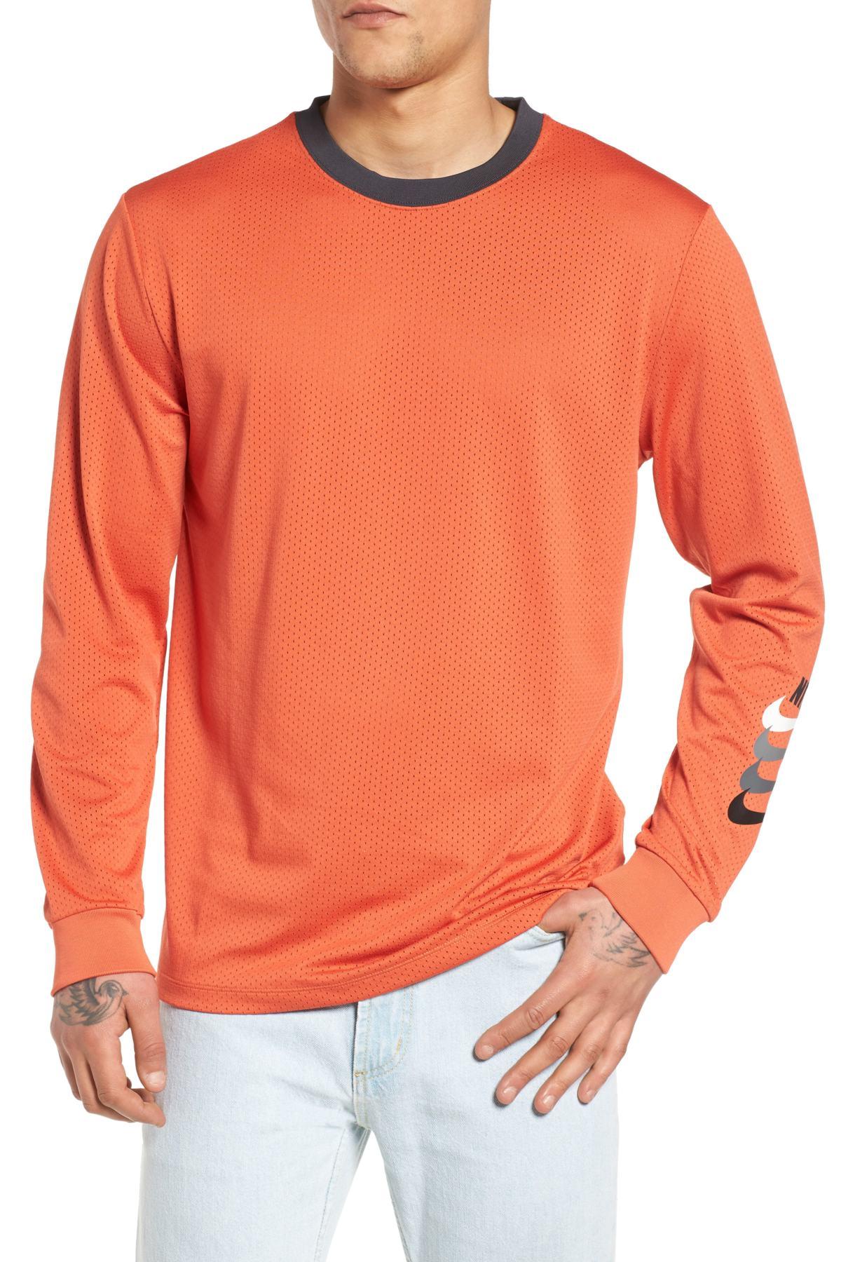 orange dri fit long sleeve shirt