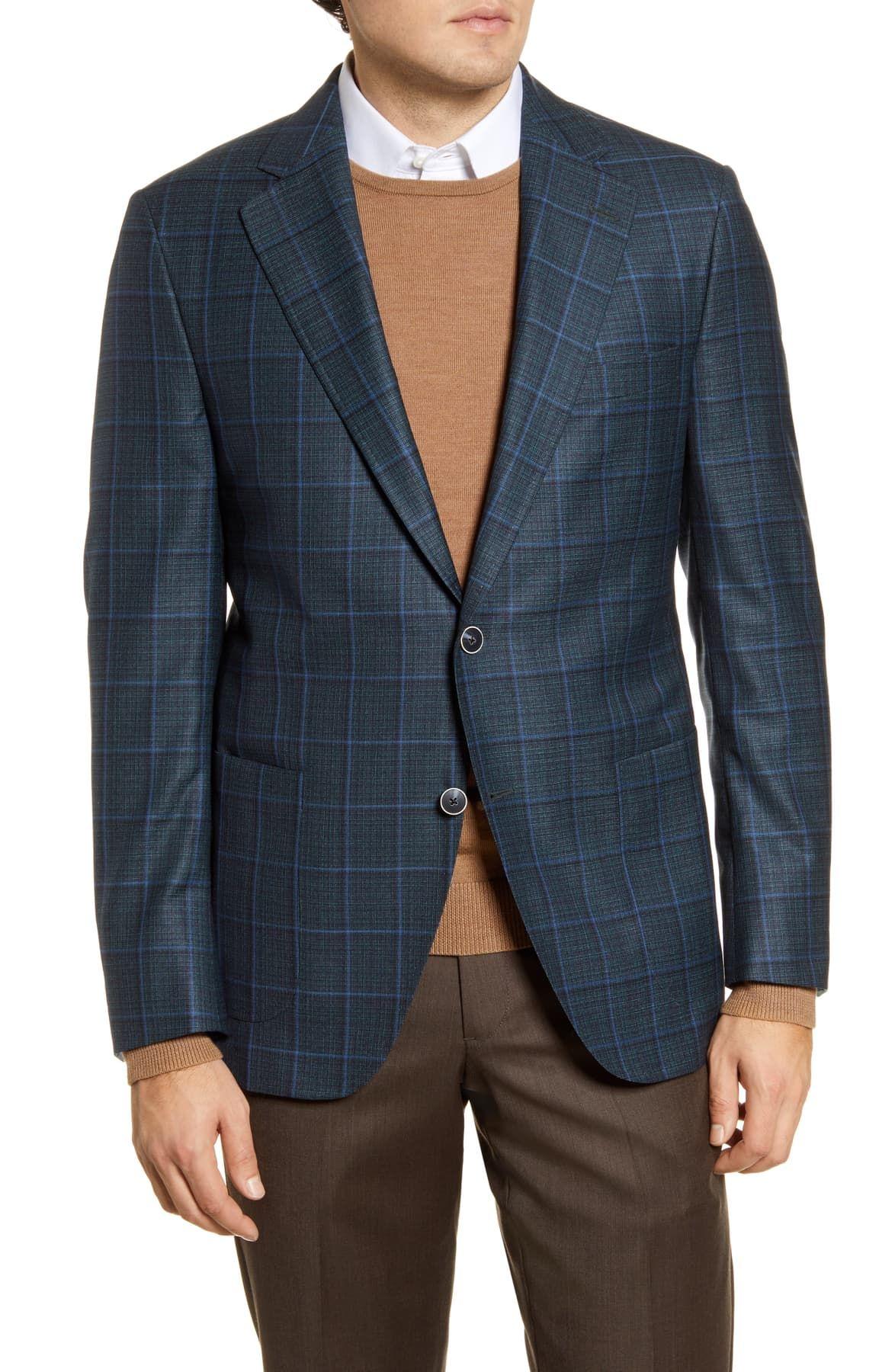 Peter Millar Classic Fit Windowpane Wool Sport Coat in Green for Men - Lyst