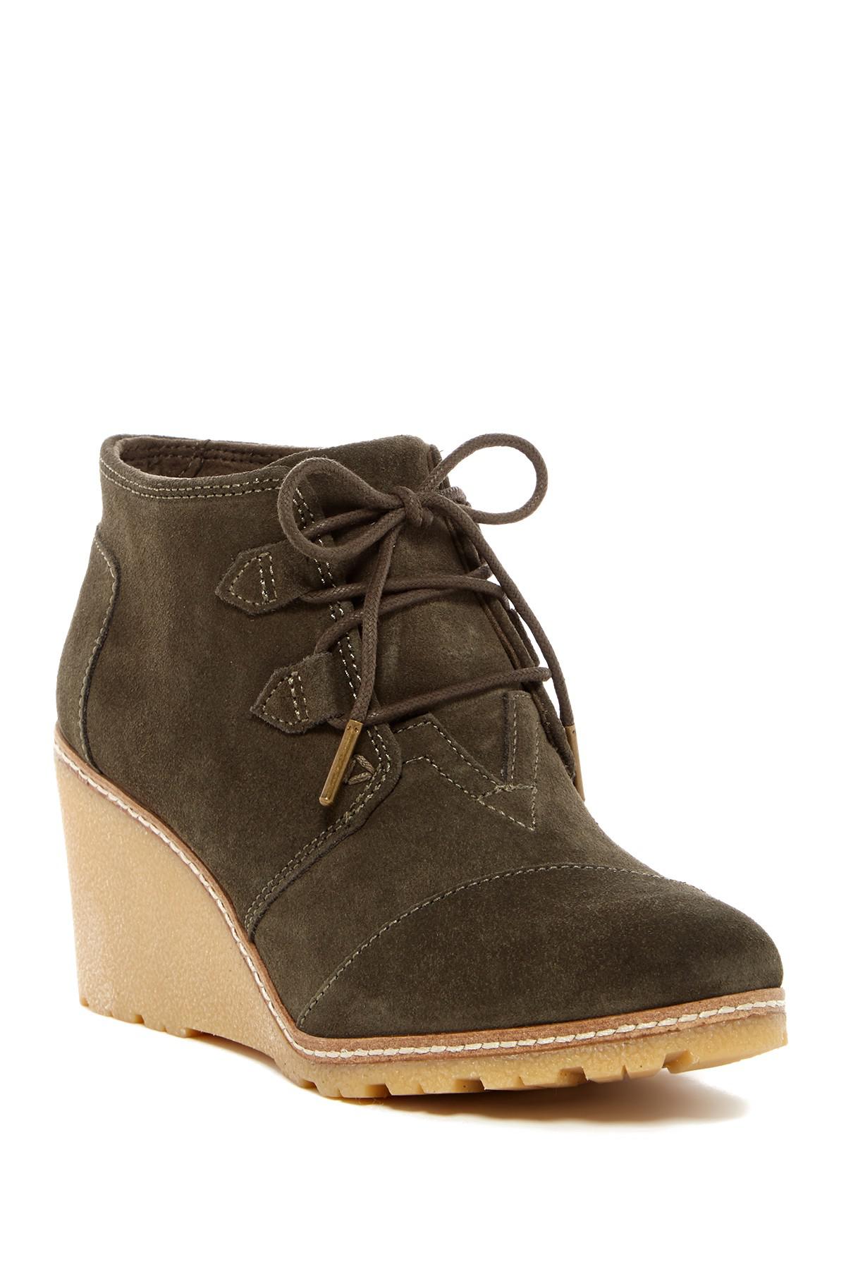 toms desert suede wedge bootie