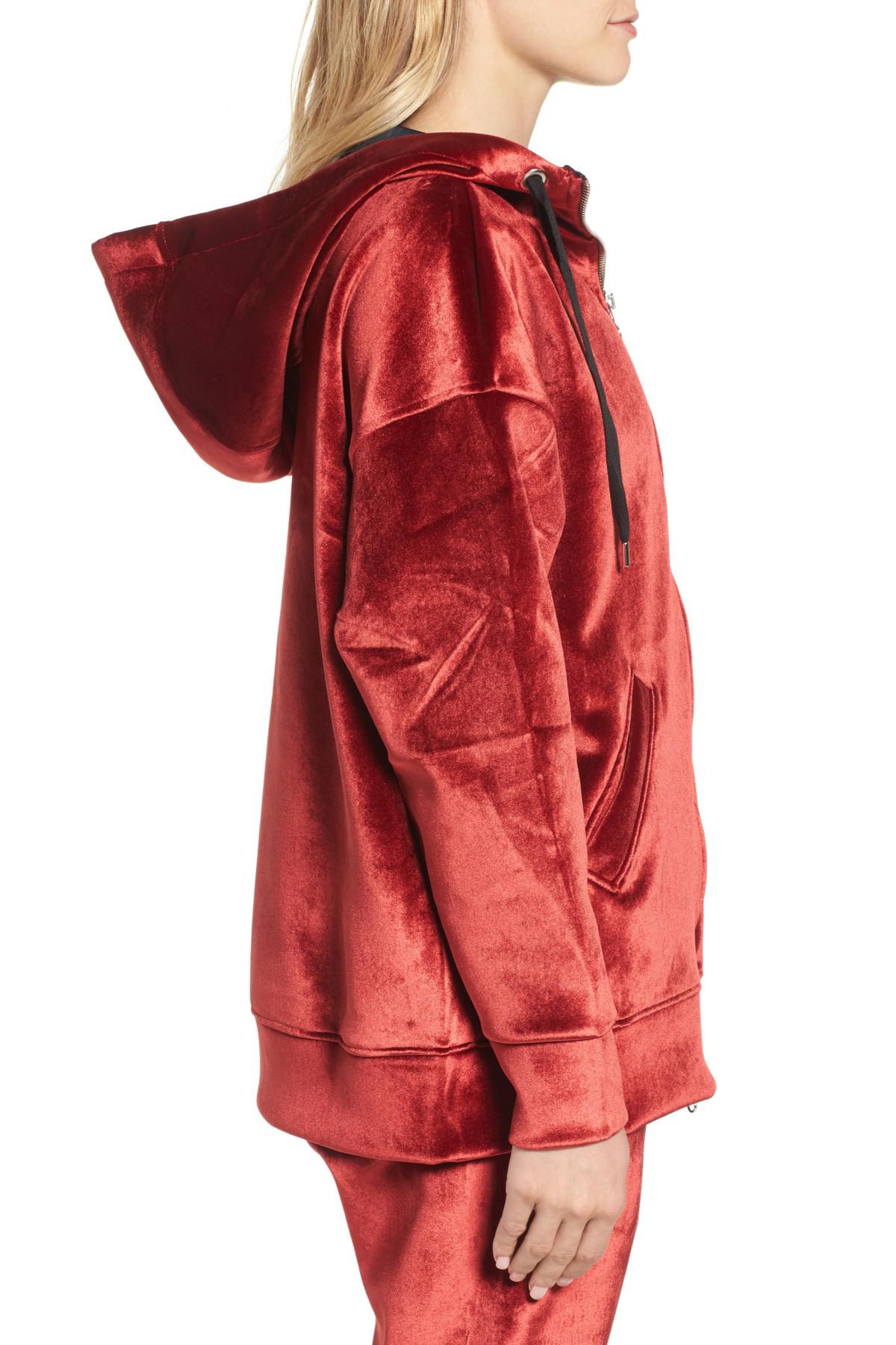 red velvet zip up hoodie